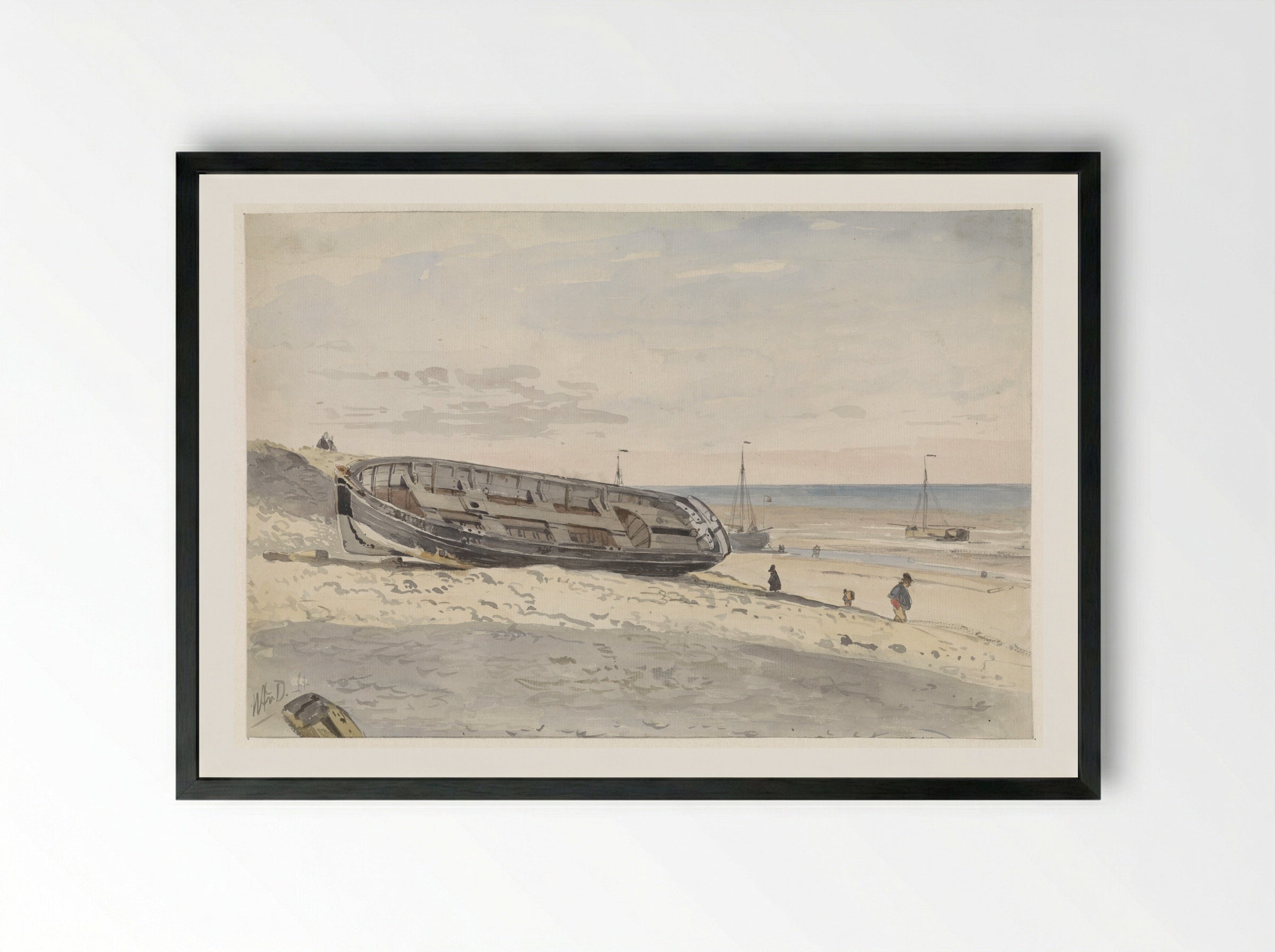 Schuiten op het strand - Willem Anthonie van Deventer - Framed Print Black