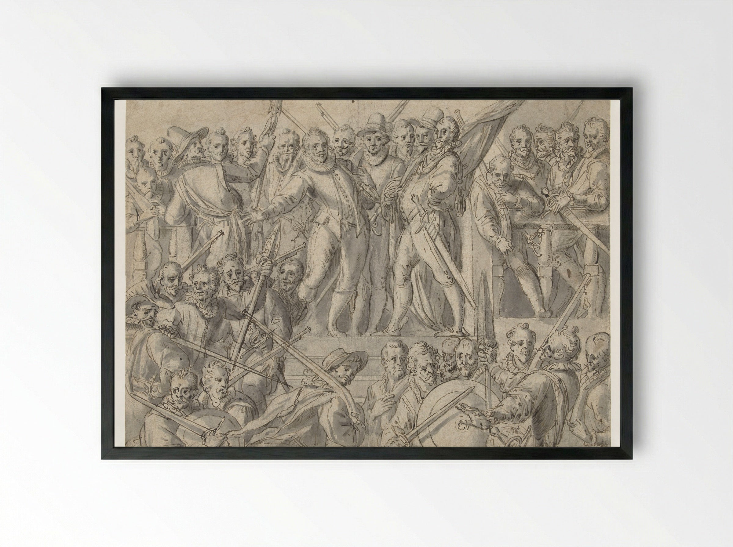 Schutterij bestaande uit achtendertig man - Cornelis Ketel - Framed Print Black