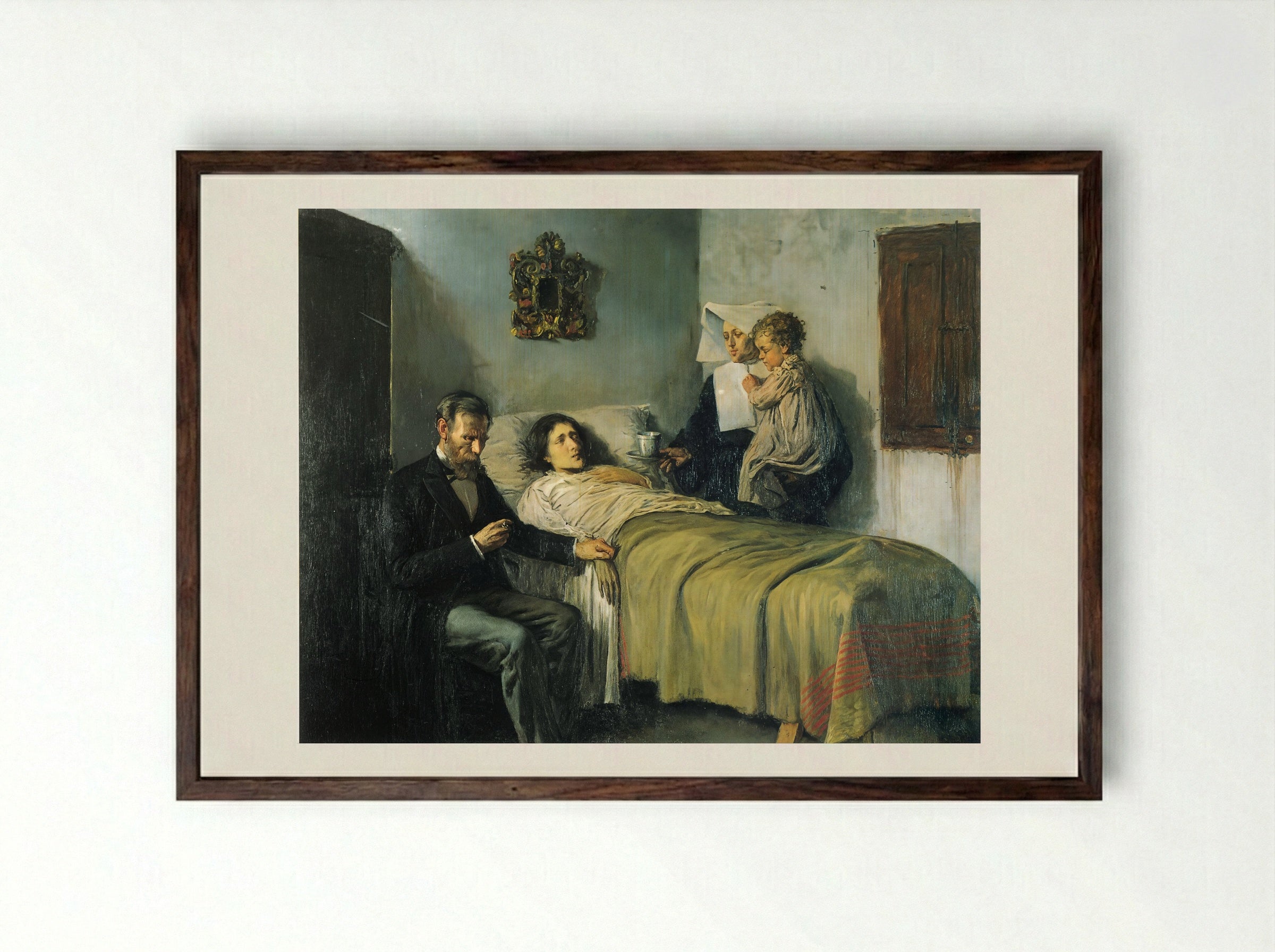 Science and Charity - Pablo Picasso - Framed Print Dark Wood