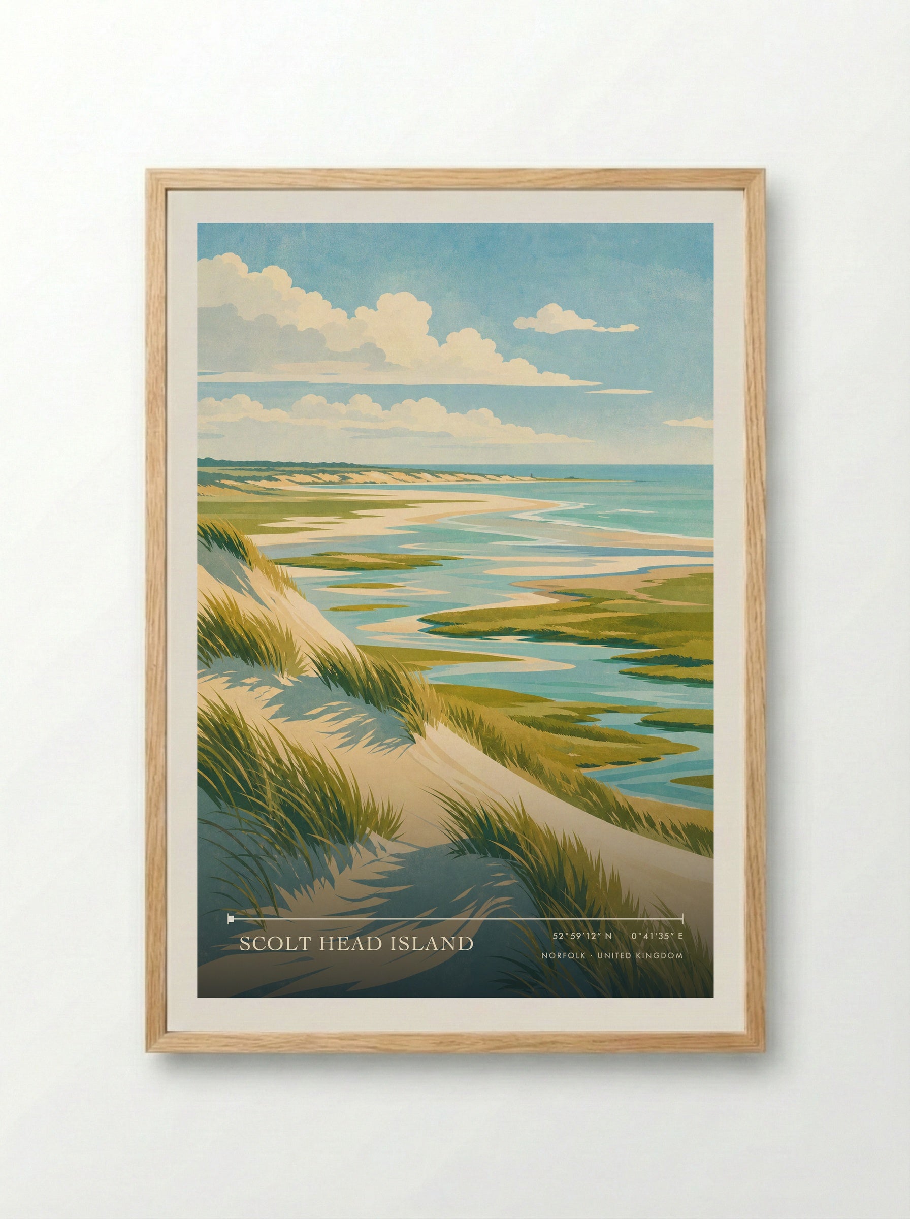 Scolt Head Island Norfolk United Kingdom Travel Poster - Framed Print Wood