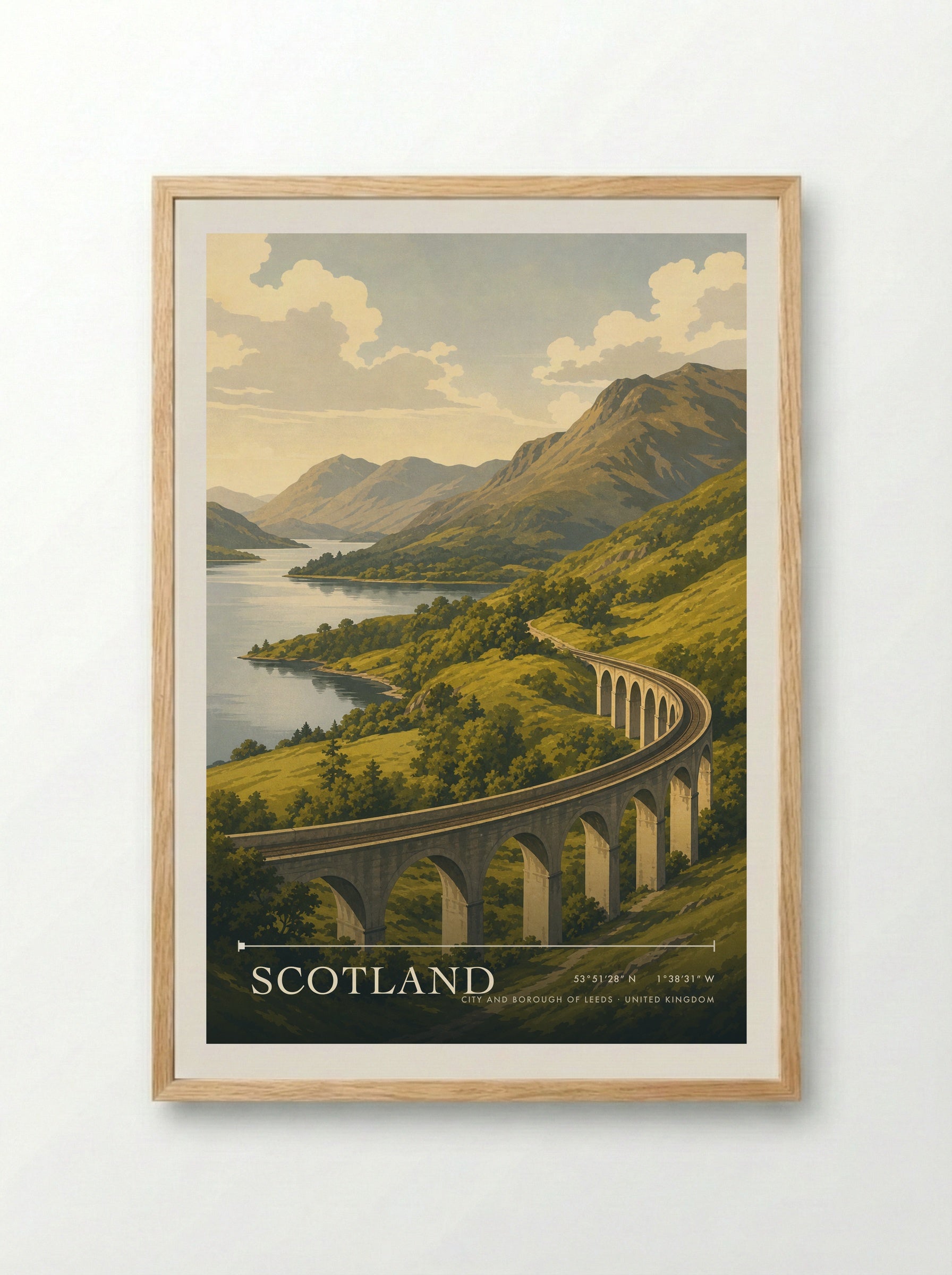 Scotland City and Borough of Leeds United Kingdom Travel Poster - Framed Print Wood