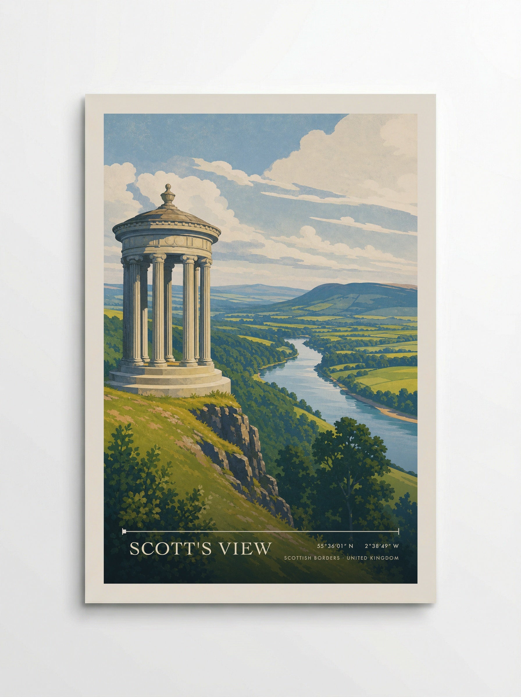 Scott's View Scottish Borders United Kingdom Travel Poster - Poster