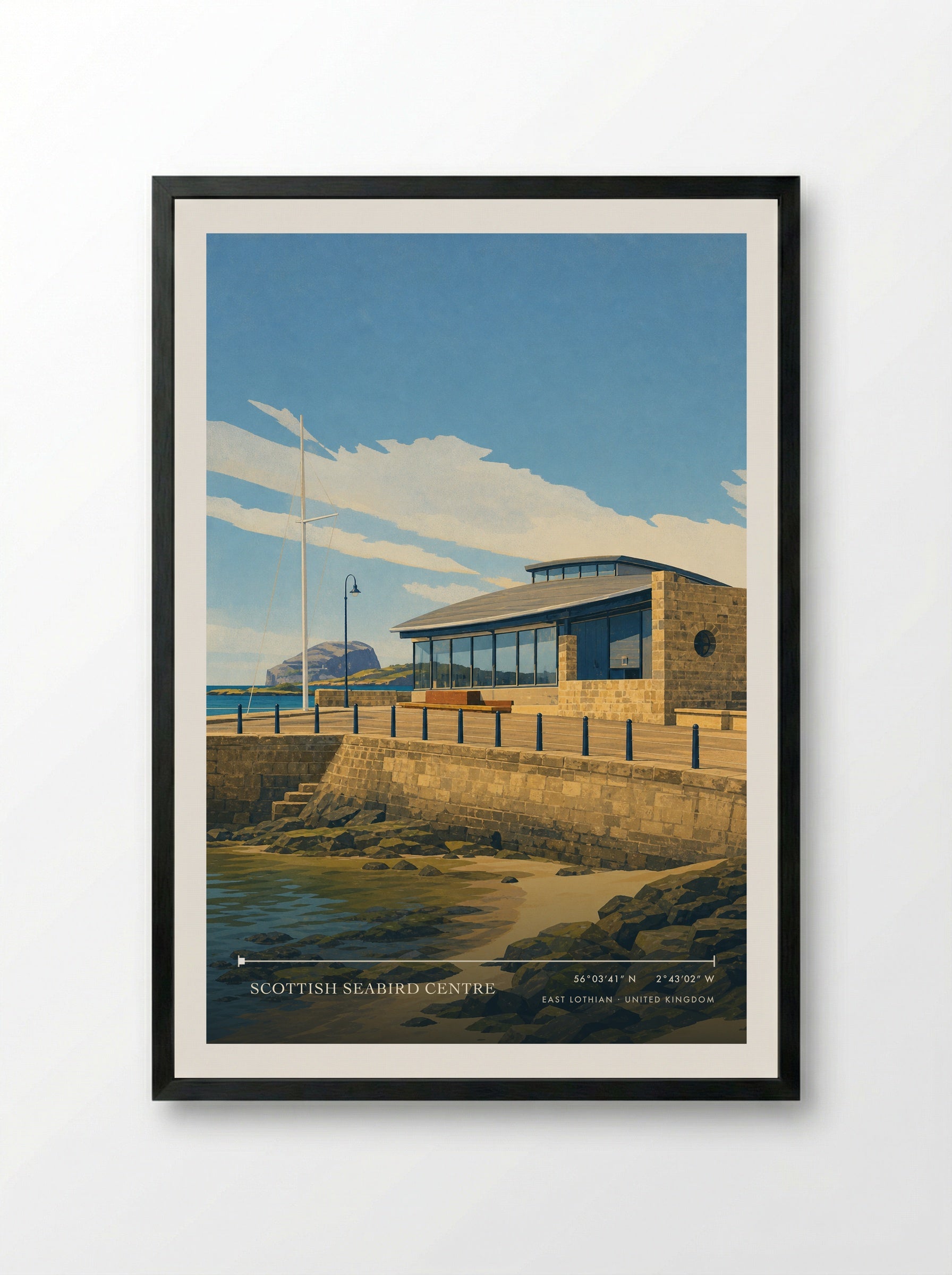 Scottish Seabird Centre East Lothian United Kingdom Travel Poster - Framed Print Black
