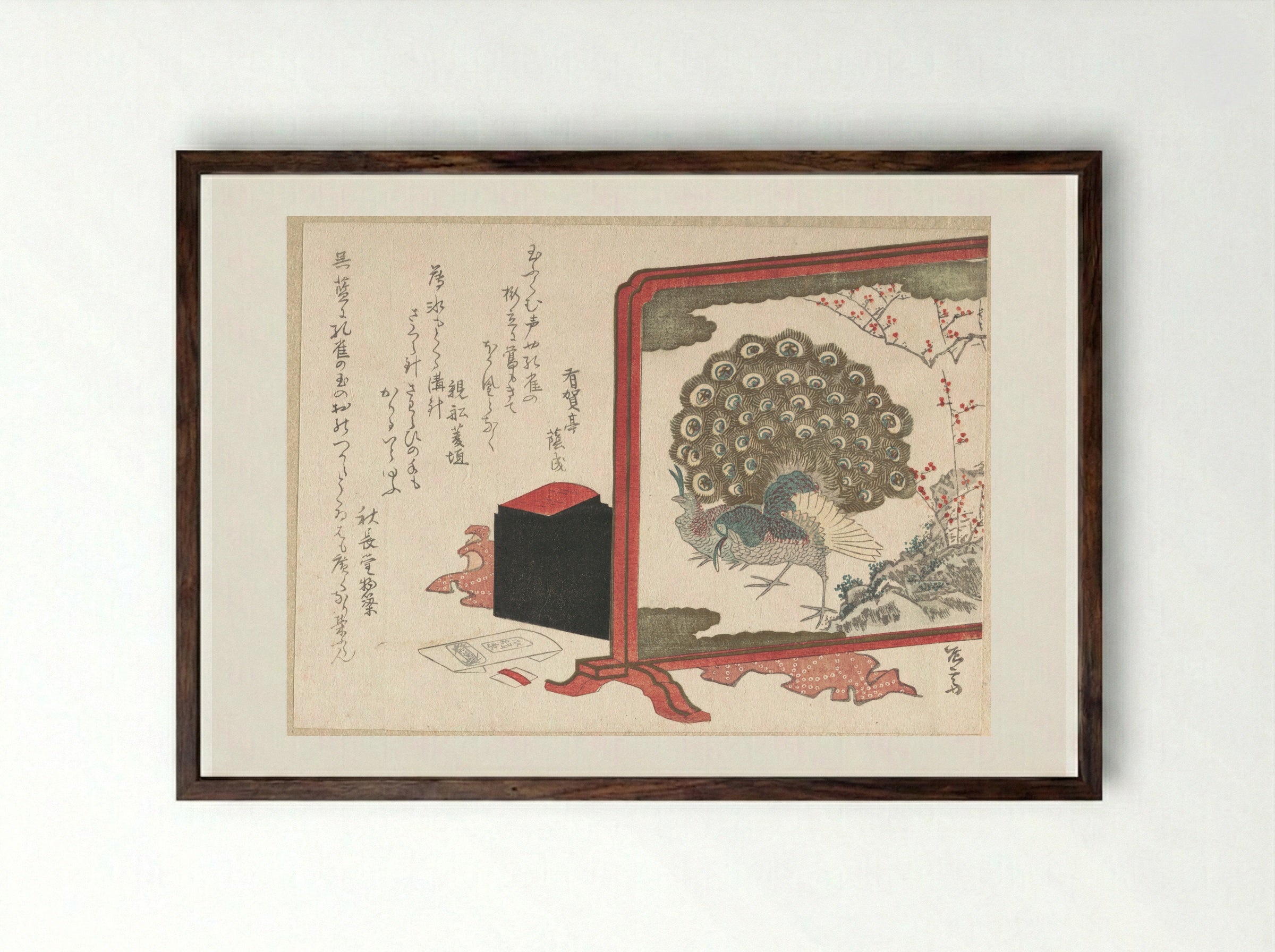 Screen and Lady's Work-Box - Ryūryūkyo Shinsai - Framed Print Dark Wood