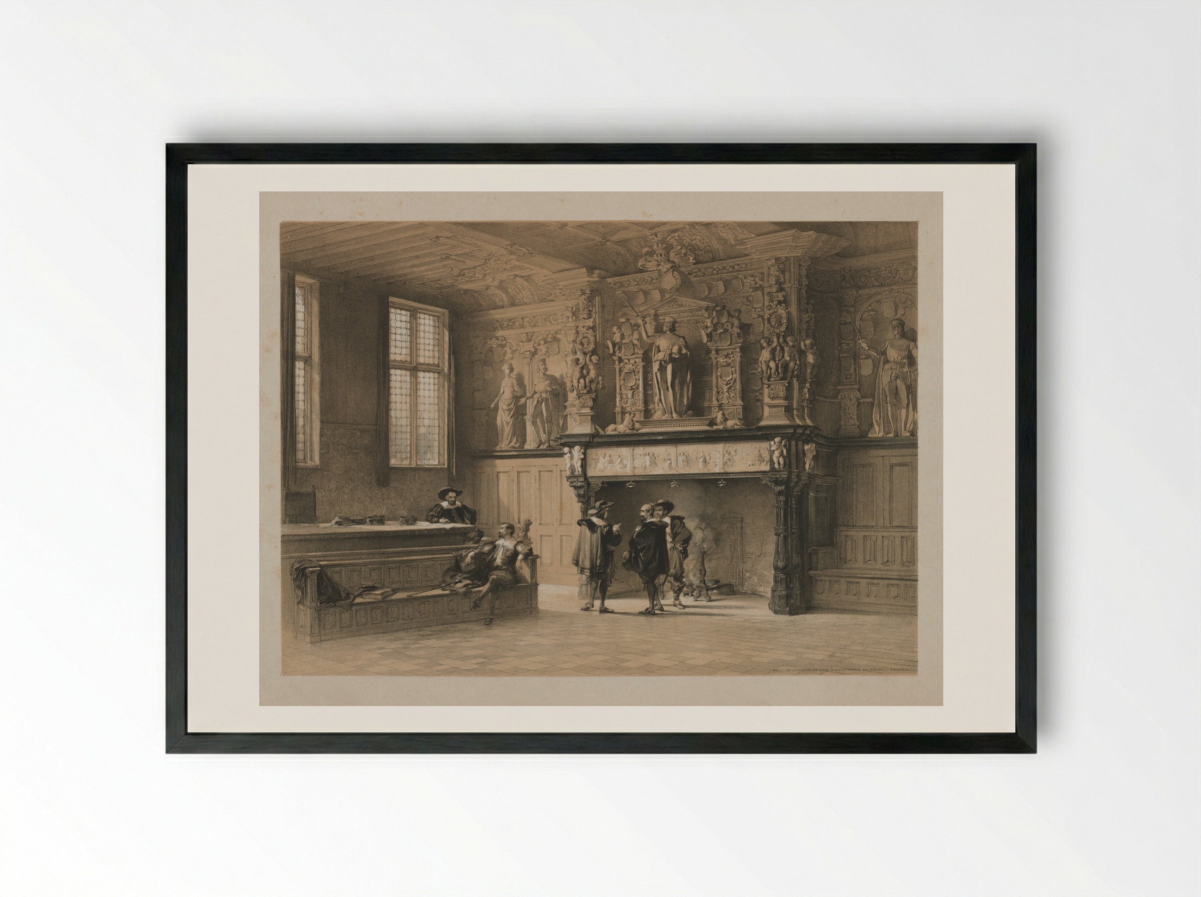 Screens at Lierre - Louis Haghe - Framed Print Black