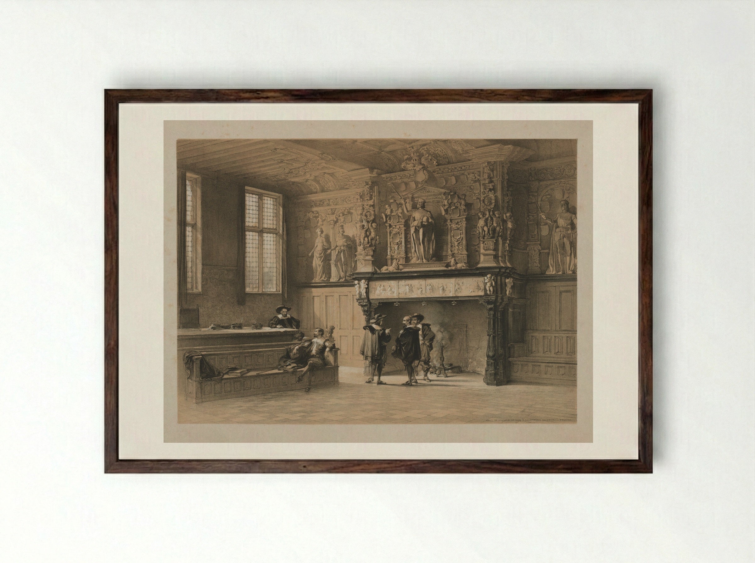 Screens at Lierre - Louis Haghe - Framed Print Dark Wood