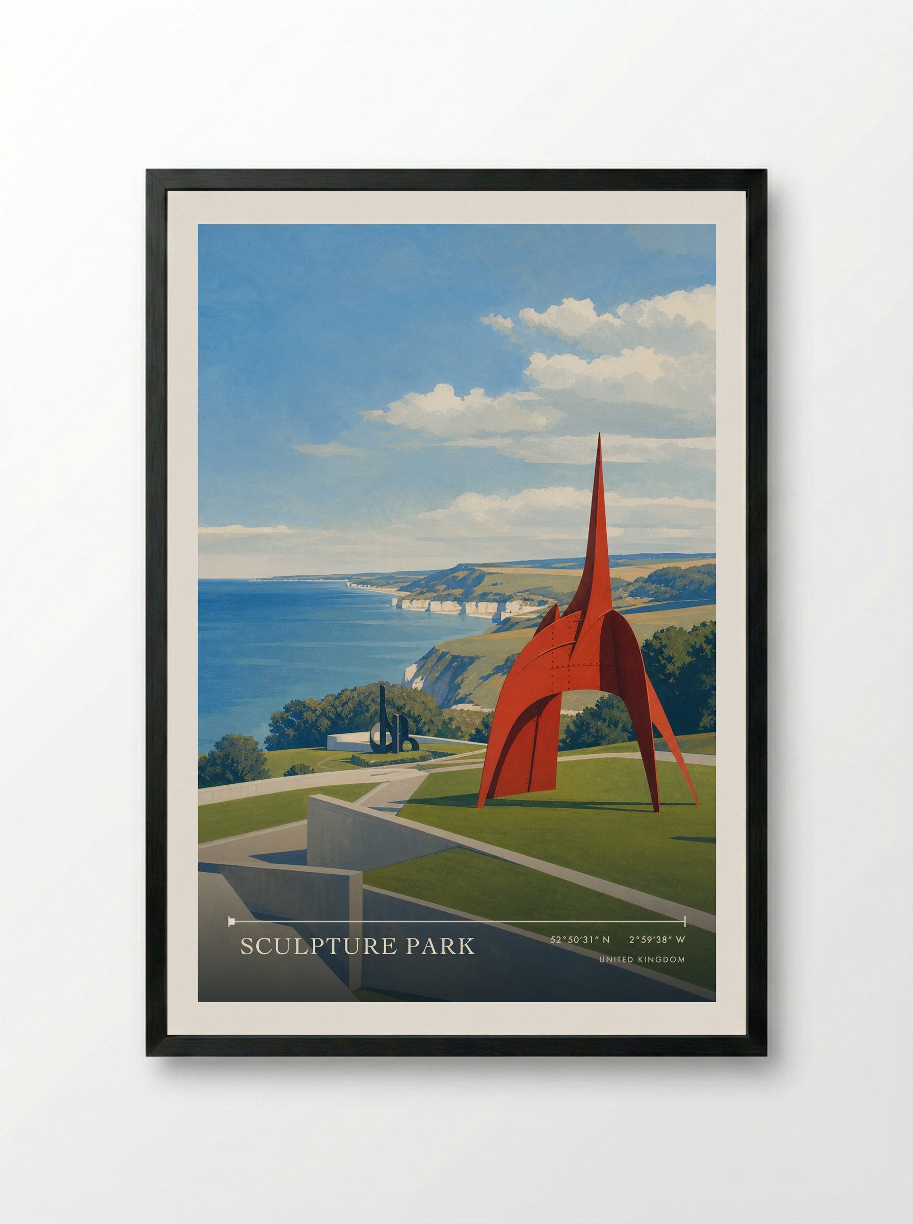 Sculpture Park United Kingdom Travel Poster - Framed Print Black
