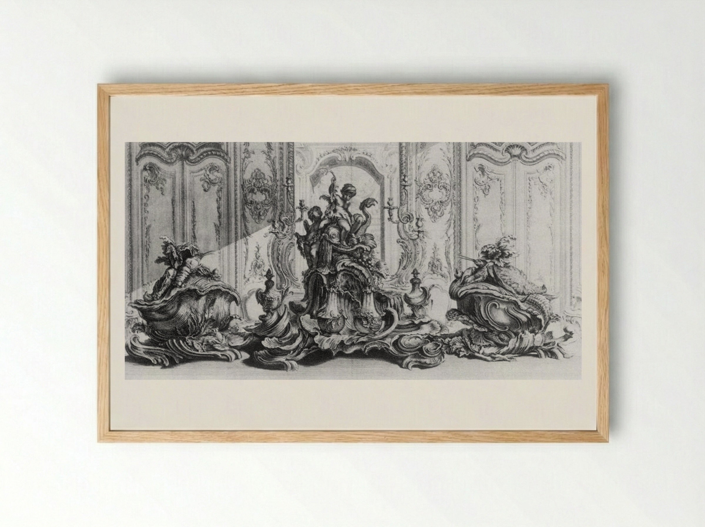 Sculpture Project in Silver for a Large Table Garniture - Gabriel Huquier - Framed Print Wood