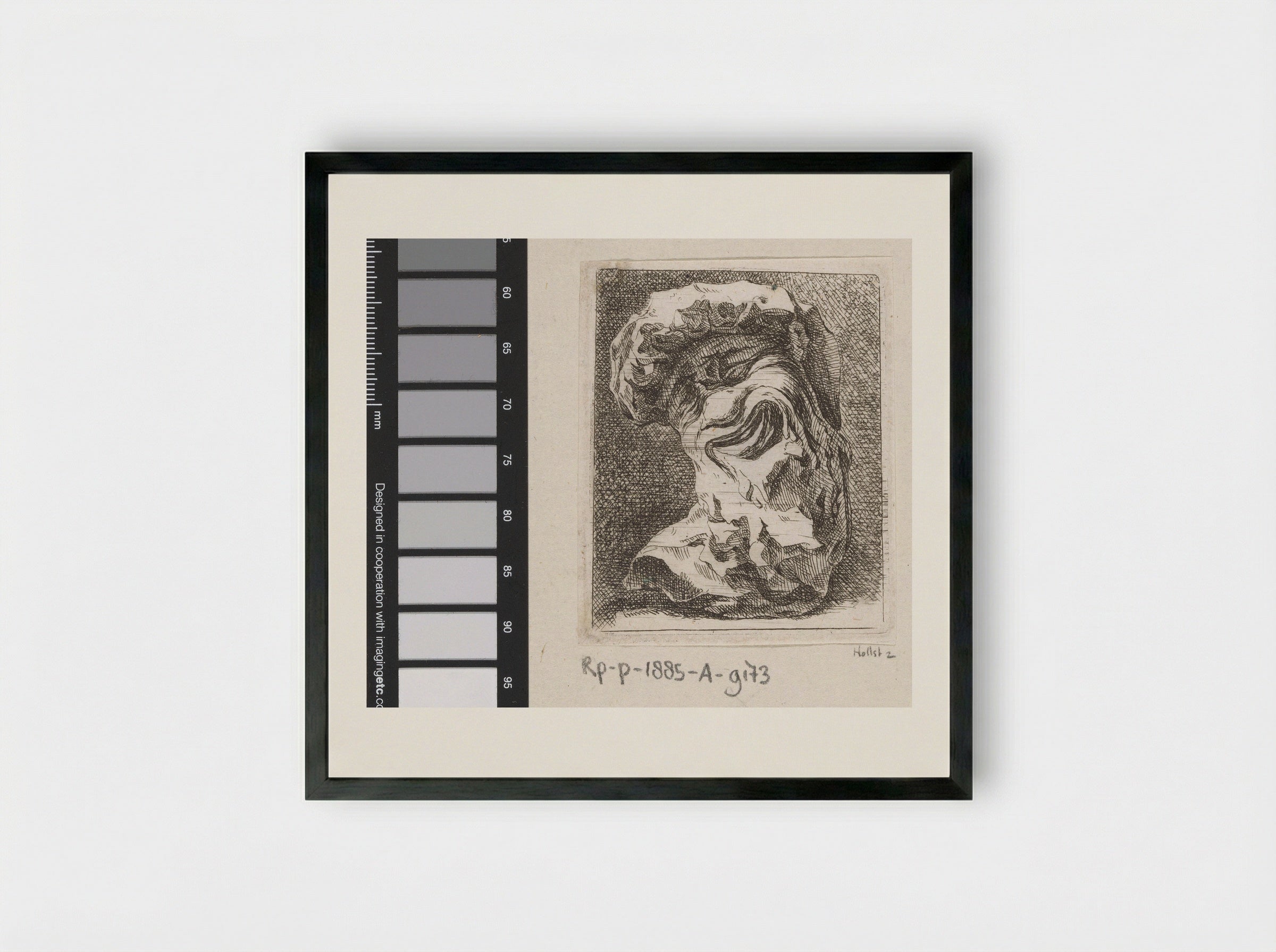 Sculptuur van een groteske kop - Johann Franz Ermels - Framed Print Black