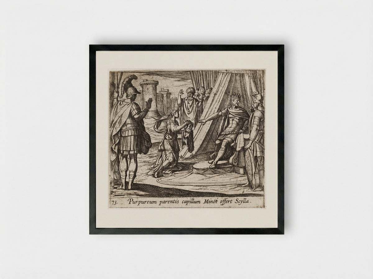 Scylla Rejected by Minos after Destroying Her Father - Antonio Tempesta - Framed Print Black