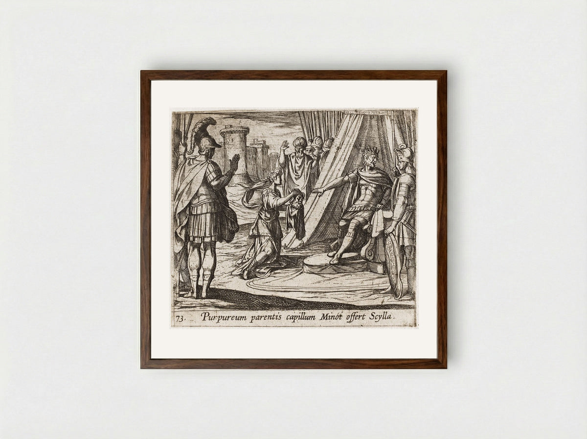 Scylla Rejected by Minos after Destroying Her Father - Antonio Tempesta - Framed Print Dark Wood