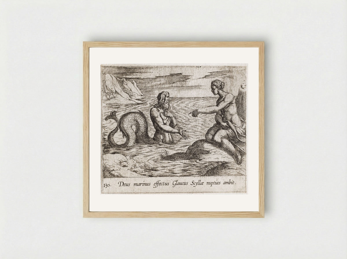Scylla and Glaucus - Antonio Tempesta - Framed Print Wood