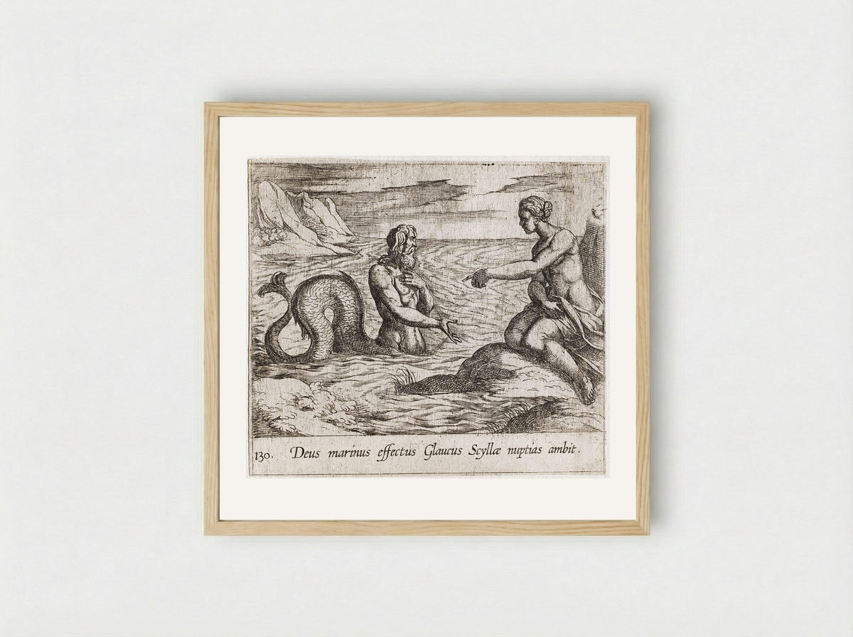 Scylla and Glaucus - Antonio Tempesta - Framed Print Wood