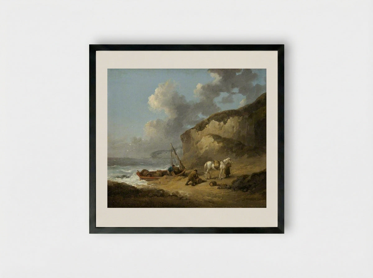 Sea-Coast Scene, Smugglers - George Morland - Framed Print Black