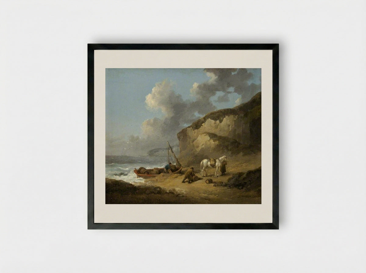 Sea-Coast Scene, Smugglers - George Morland - Framed Print Black