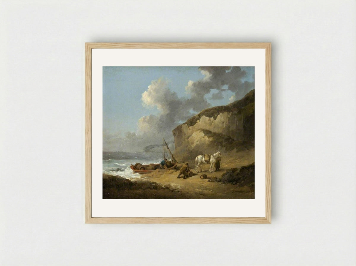 Sea-Coast Scene, Smugglers - George Morland - Framed Print Wood