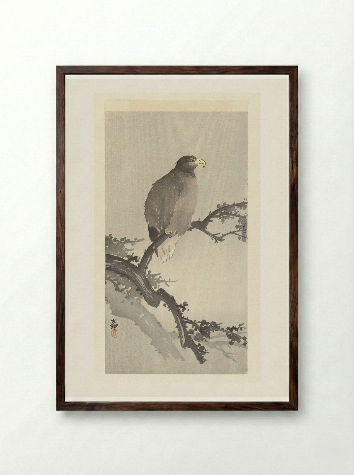 Sea Eagle on a Branch - Ohara Koson - Framed Print Dark Wood