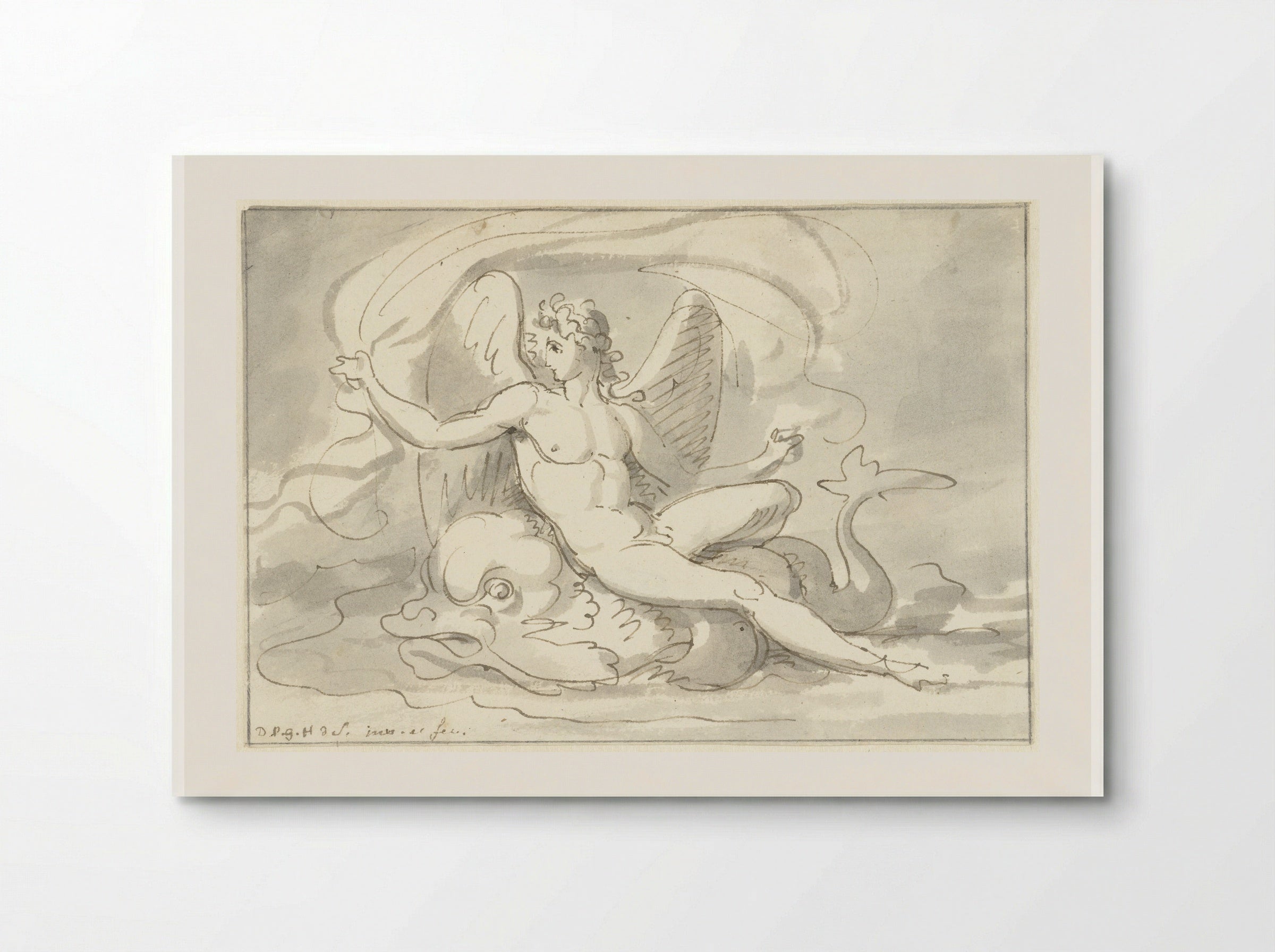 Sea God on a Dolphin - David Pièrre Giottino Humbert de Superville - Poster