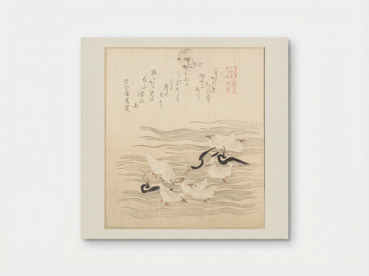 Sea-Gulls Playing on the Water - Kubo Shunman - Poster