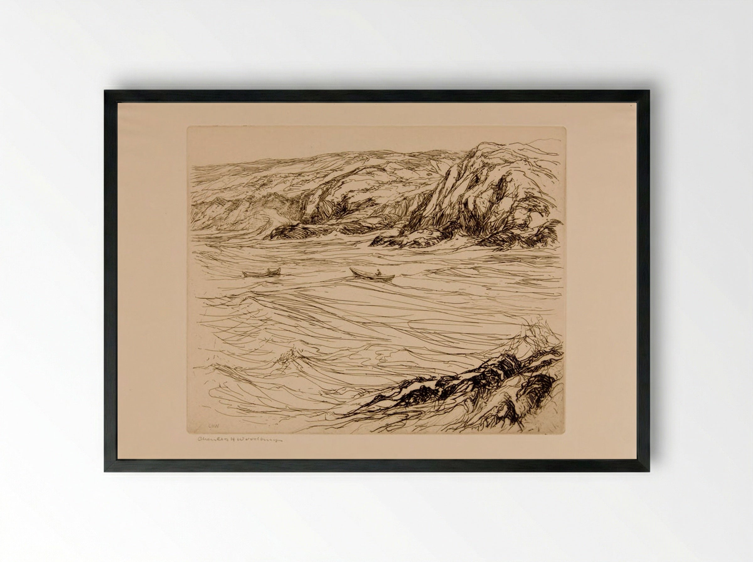 Sea Pasture - Charles Herbert Woodbury - Framed Print Black