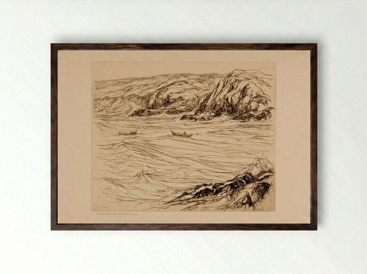 Sea Pasture - Charles Herbert Woodbury - Framed Print Dark Wood
