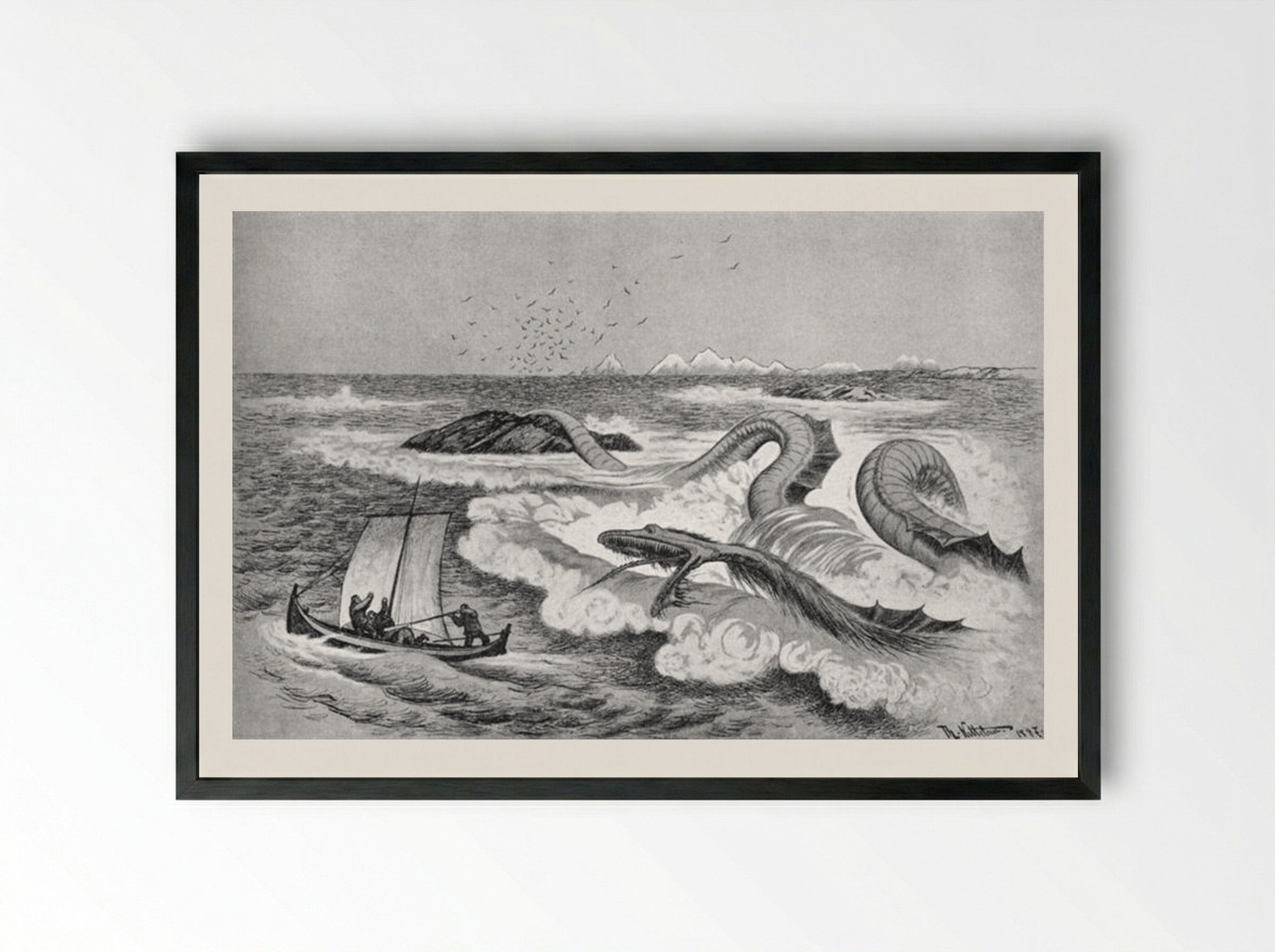 Sea Serpent - Theodor Severin Kittelsen - Framed Print Black