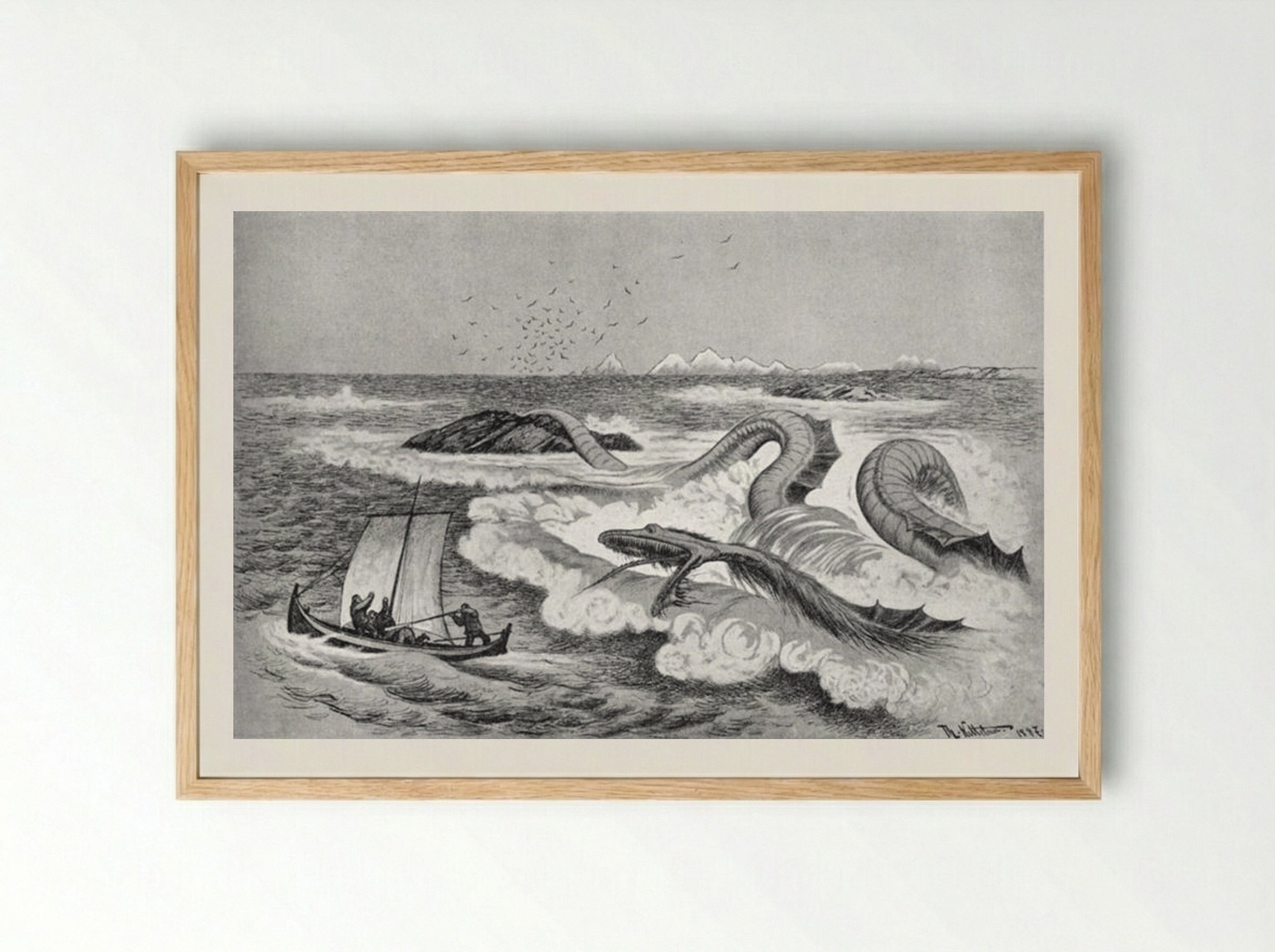 Sea Serpent - Theodor Severin Kittelsen - Framed Print Wood