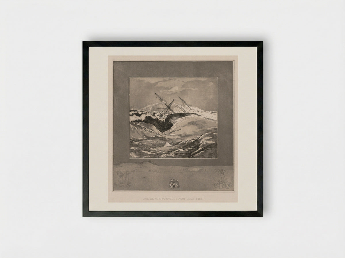 Sea (from Vom Tode, I. Teil) - Max Klinger - Framed Print Black
