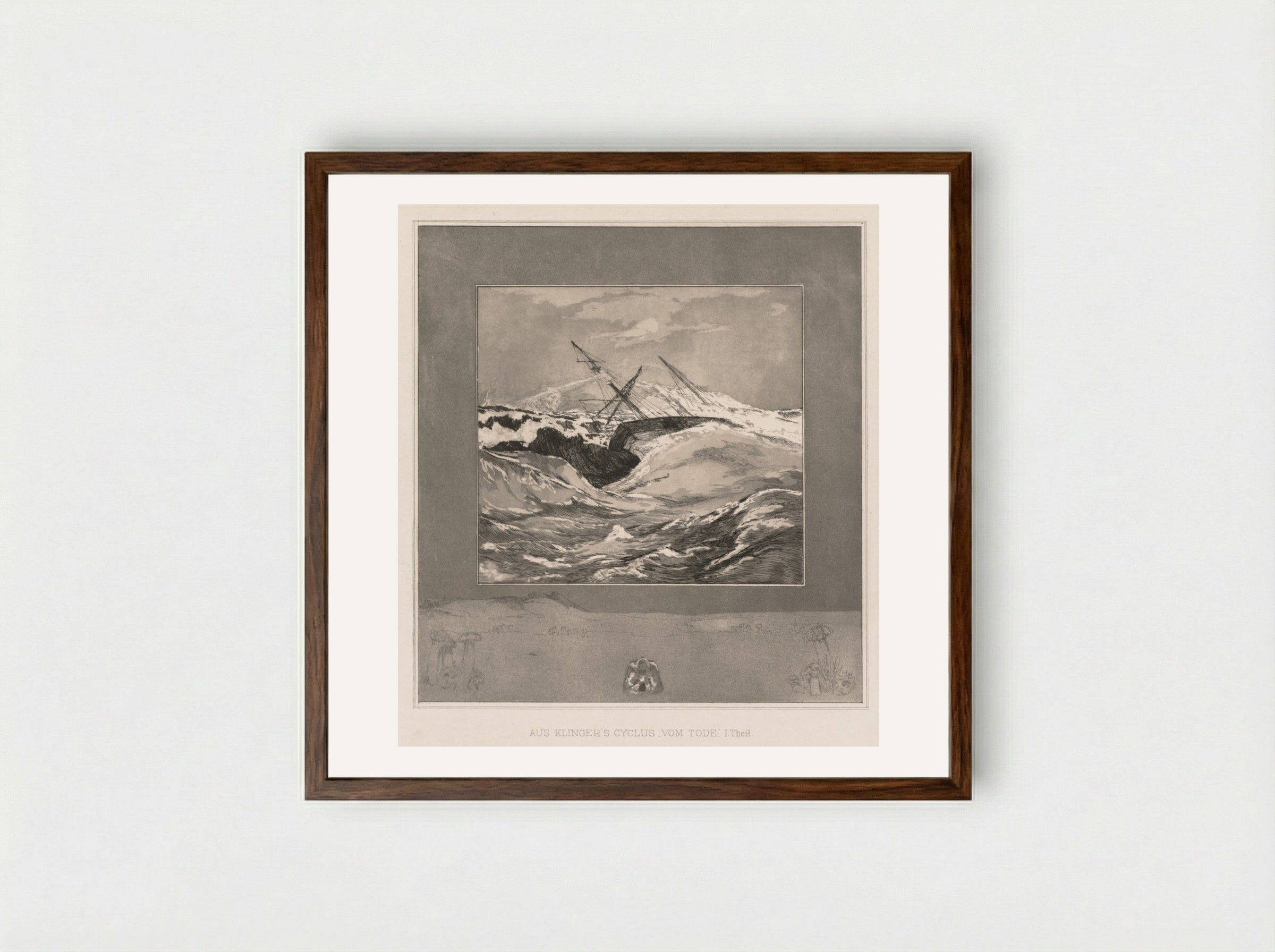 Sea (from Vom Tode, I. Teil) - Max Klinger - Framed Print Dark Wood