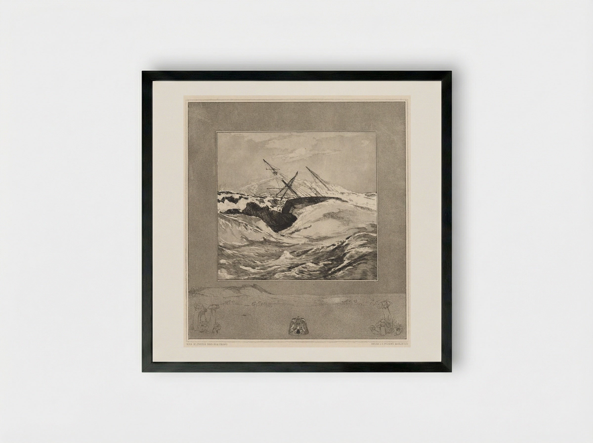 Sea, from the portfolio On Death, Part One, Opus XI - Max Klinger - Framed Print Black