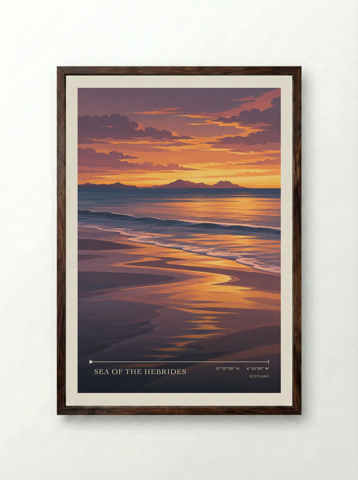 Sea of the Hebrides | Travel Poster - Framed Print Dark Wood