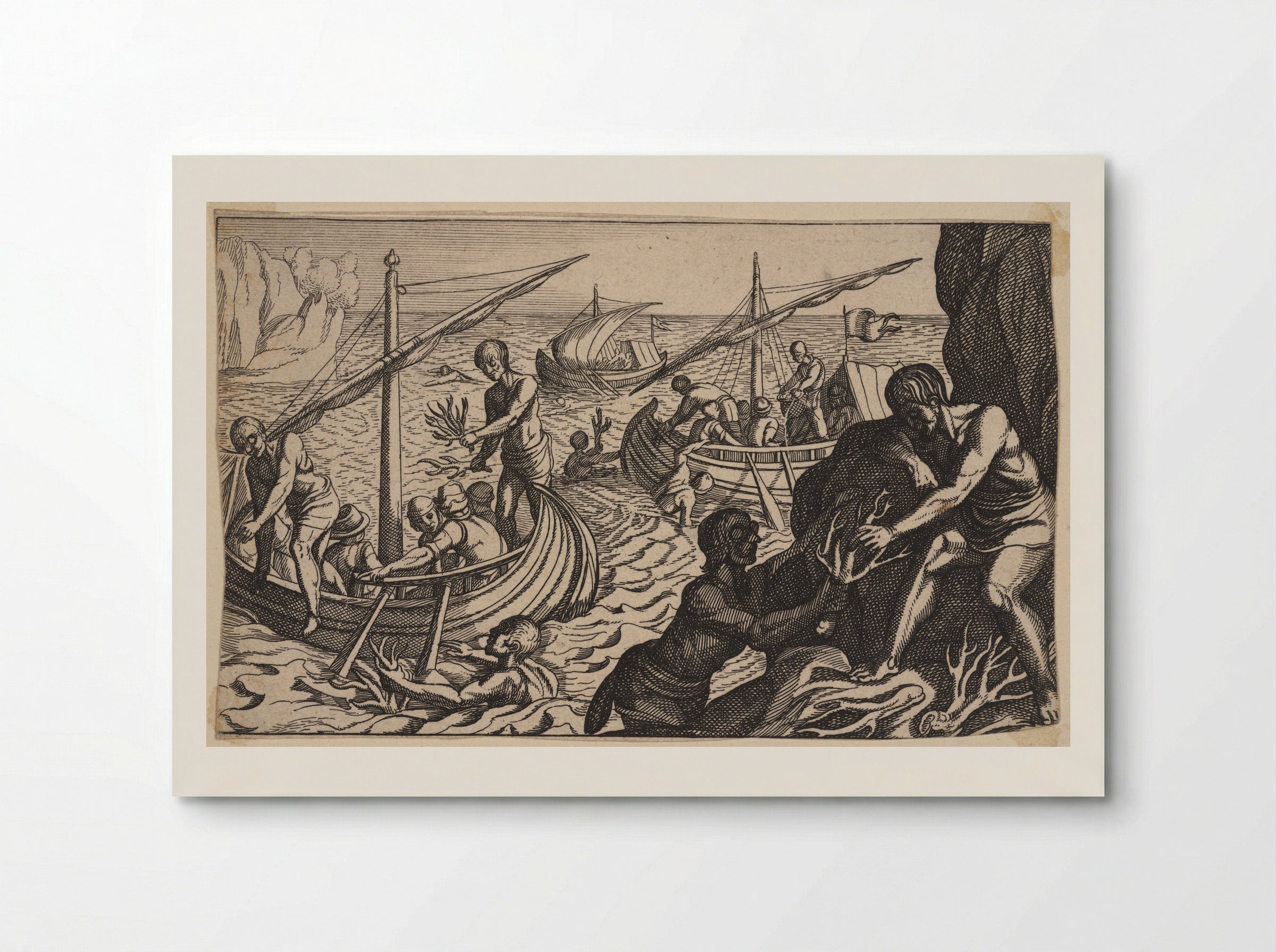 Seamen Diving for Coral - Antonio Tempesta - Poster