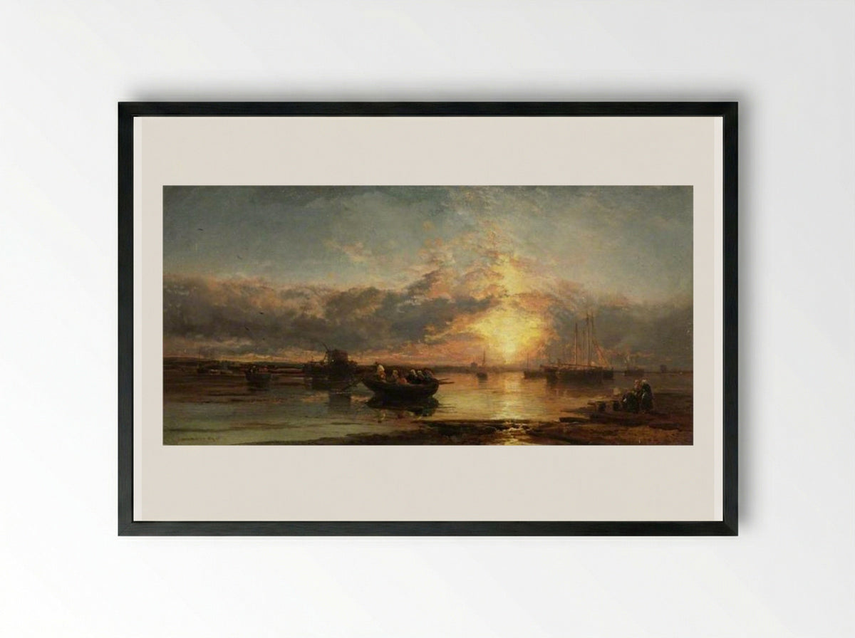 Seascape, Sunset - James Webb - Framed Print Black