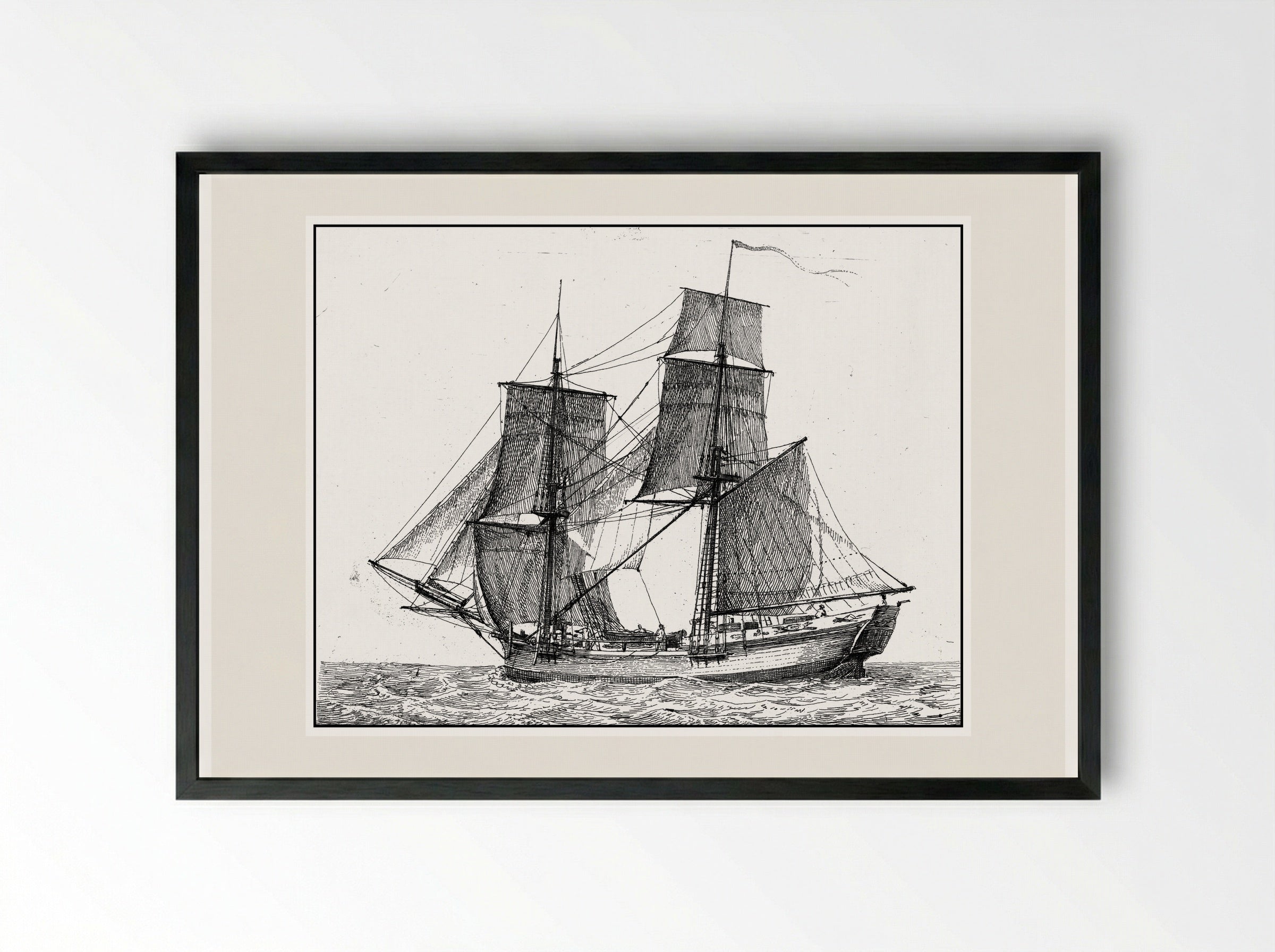 Seascape with Figures and Rowing Boat - Gerrit Groenewegen - Framed Print Black
