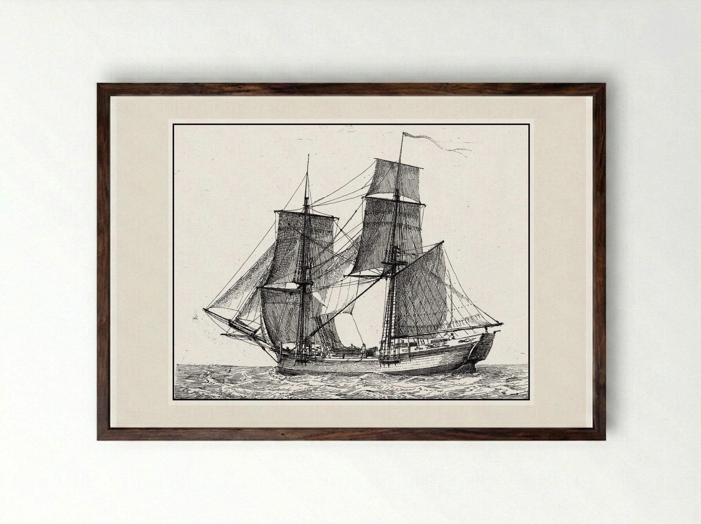 Seascape with Figures and Rowing Boat - Gerrit Groenewegen - Framed Print Dark Wood