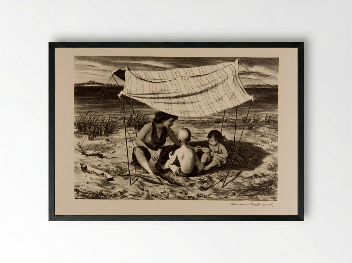 Seaside Nomads - Lawrence Beall Smith - Framed Print Black