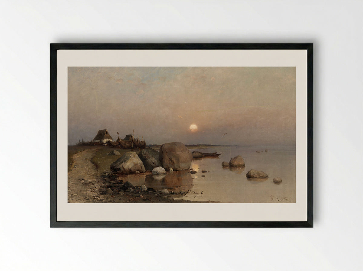 Seaside Village - Julius Sergius von Klever - Framed Print Black
