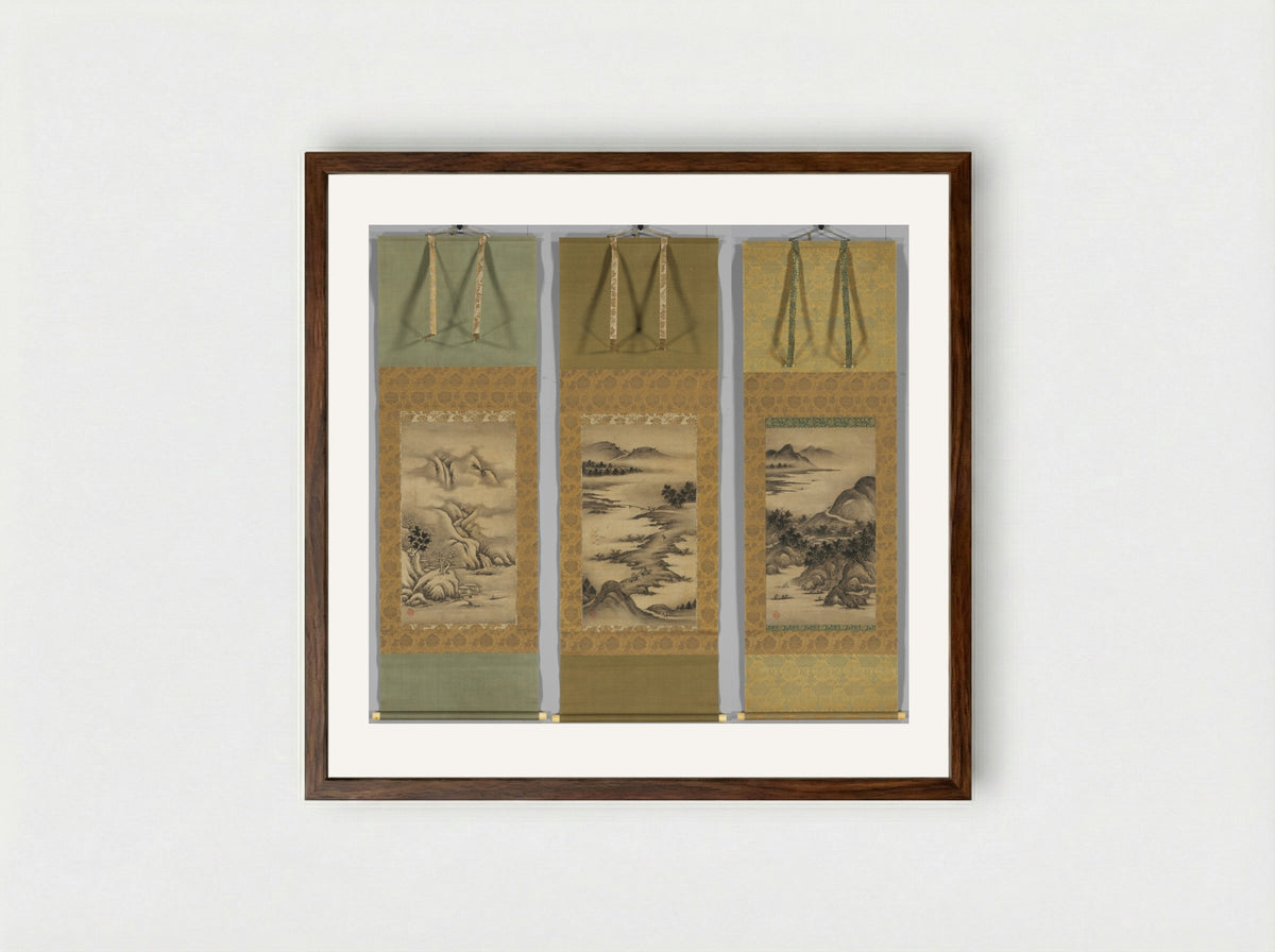 Seasonal Landscapes - Kano Hideyori - Framed Print Dark Wood