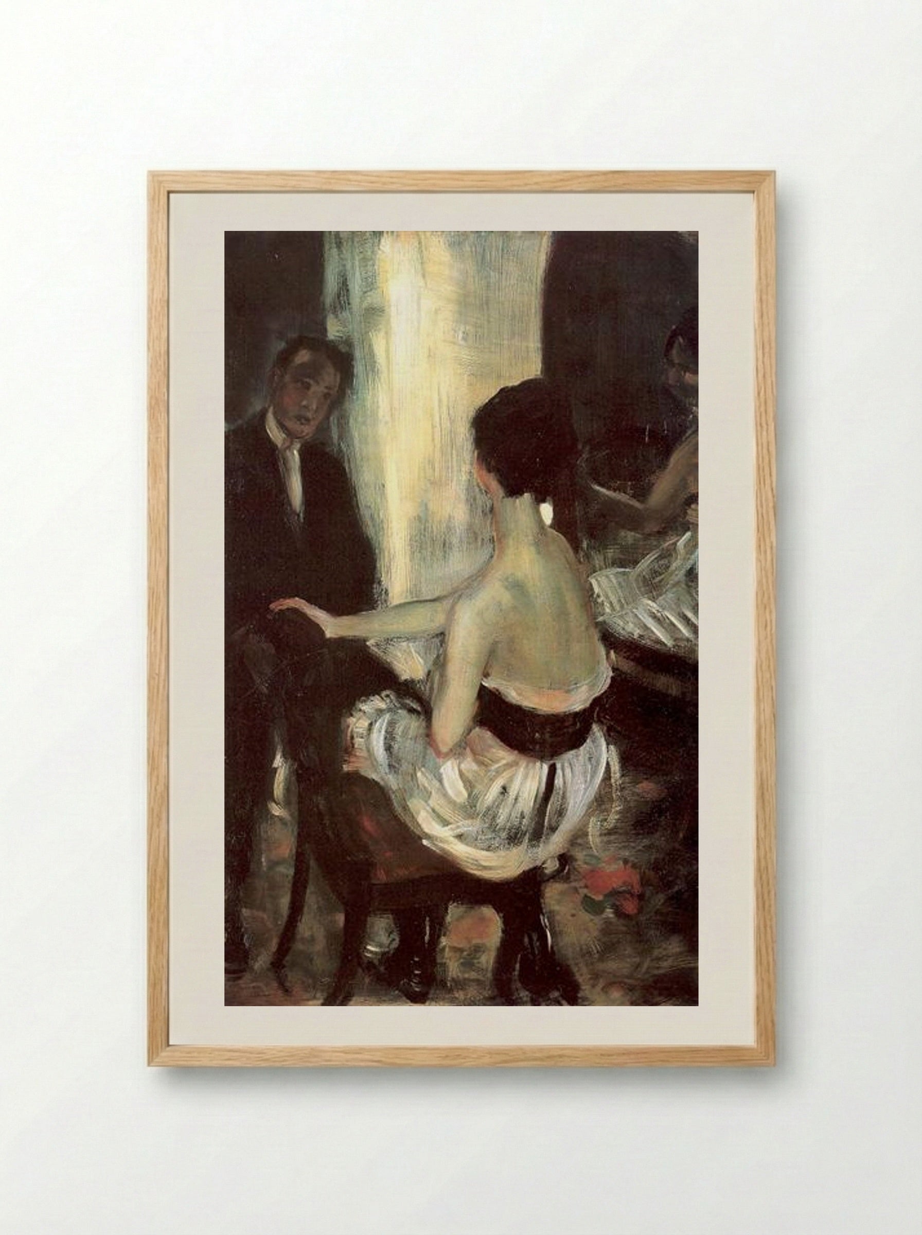Seated Actress with Mirror - William James Glackens - Framed Print Wood