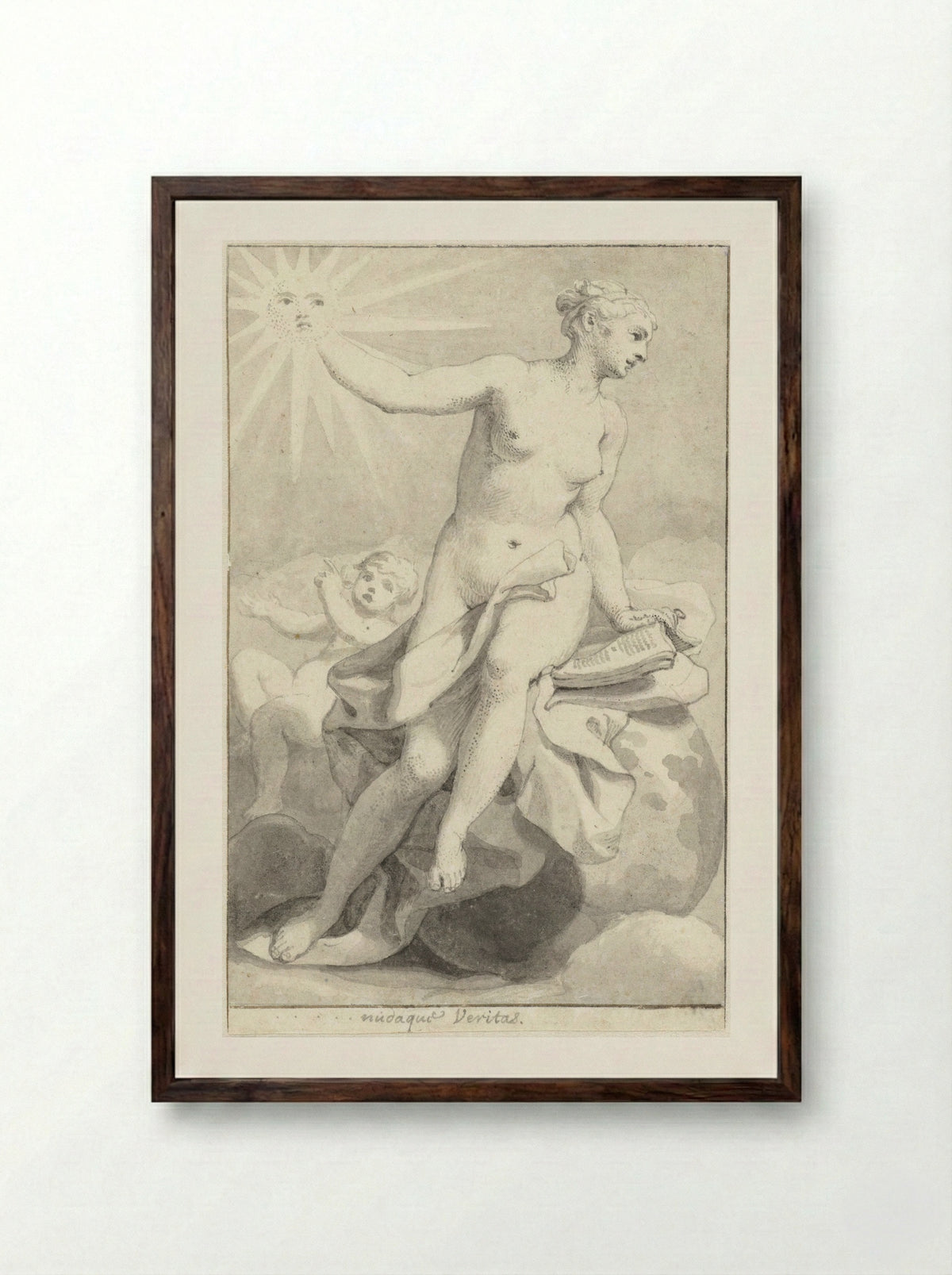 Seated Allegorical Female Figure (Veritas) - Hendrik van Limborch - Framed Print Dark Wood