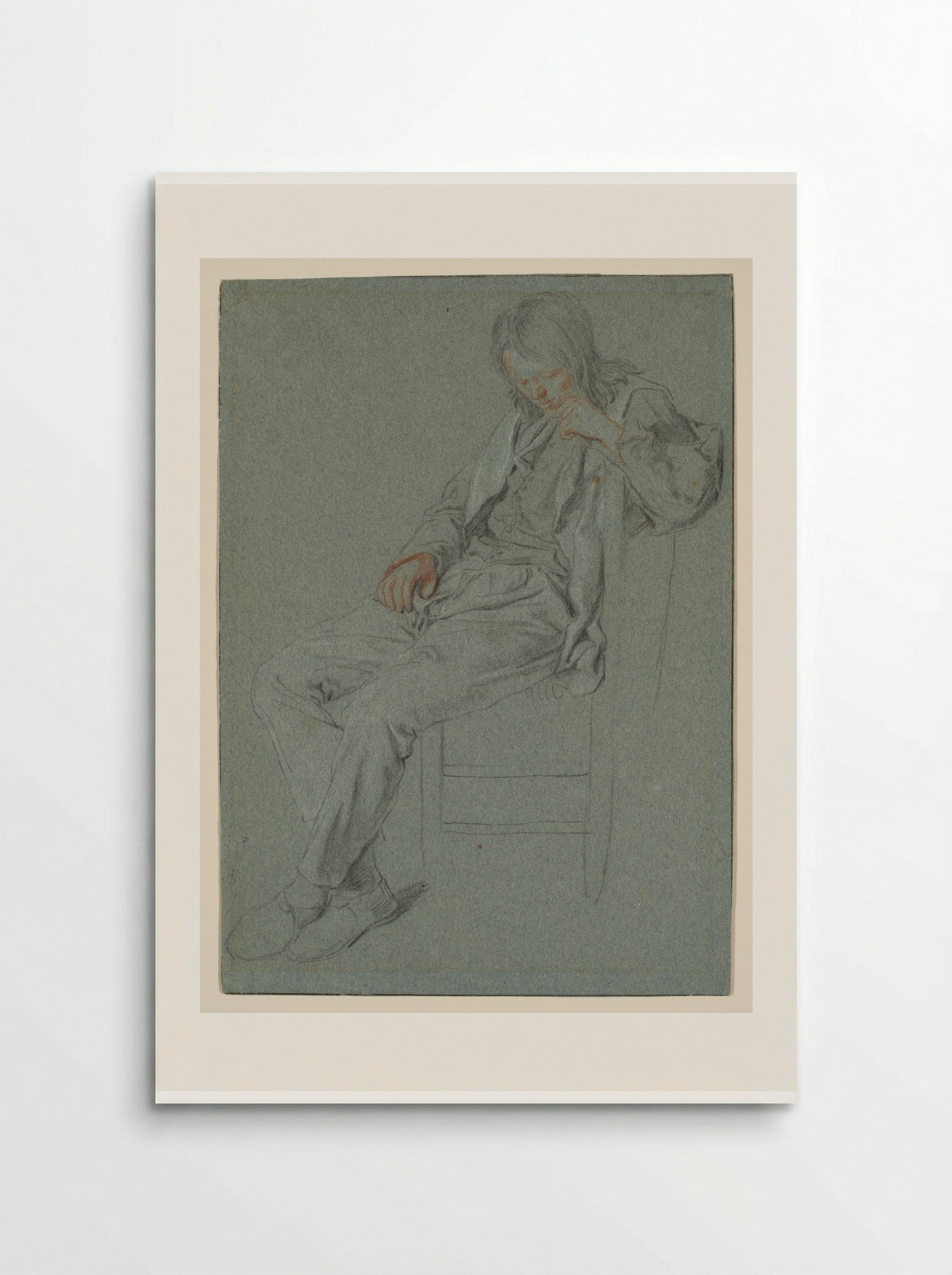 Seated Boy Looking Down - Cornelis Dusart - Poster