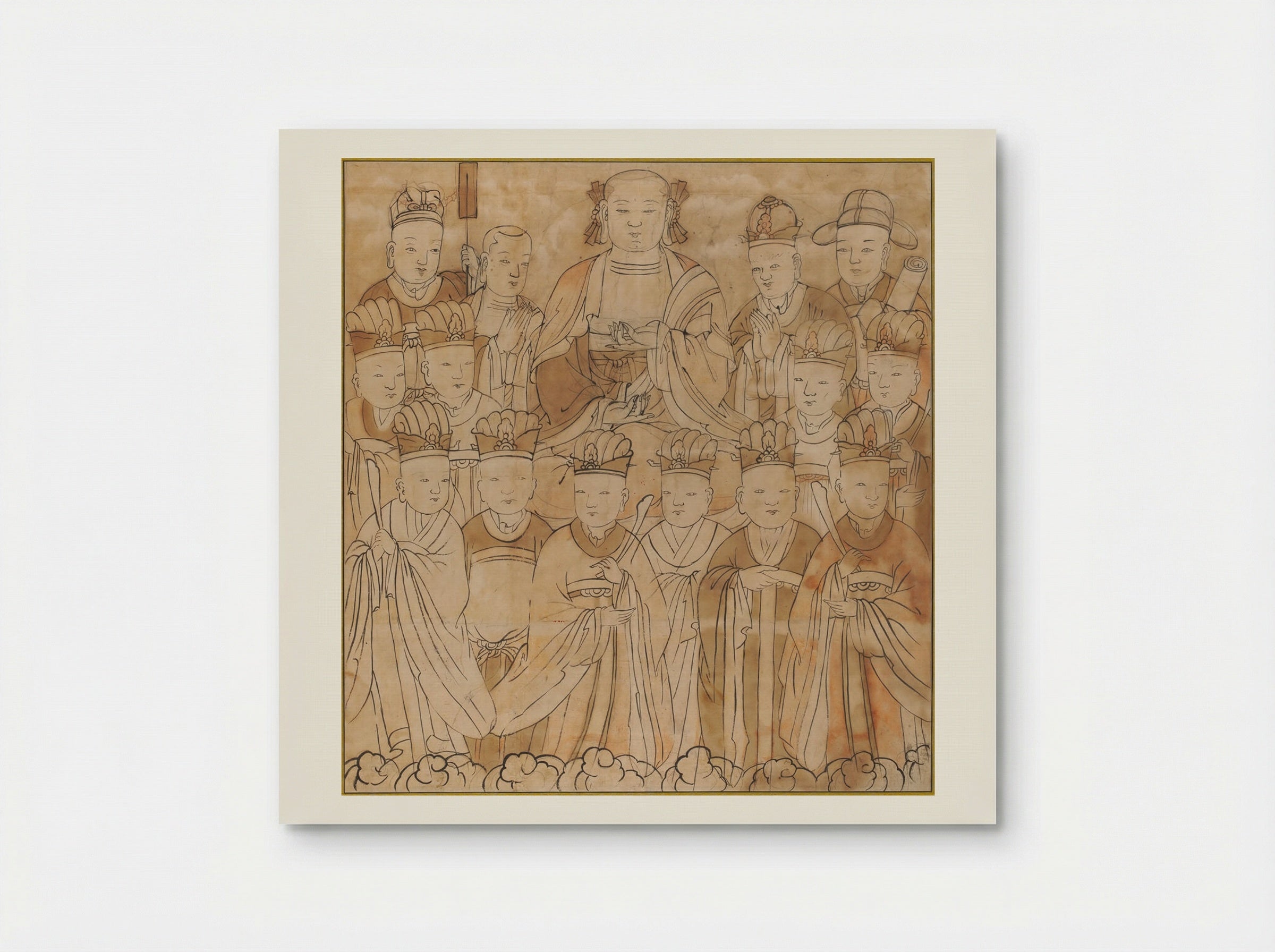 Seated Chijang Posal Flanked by the Ten Kings of Hell, Monk Tomyŏng, and Three Officials - Unknown Artist - Poster