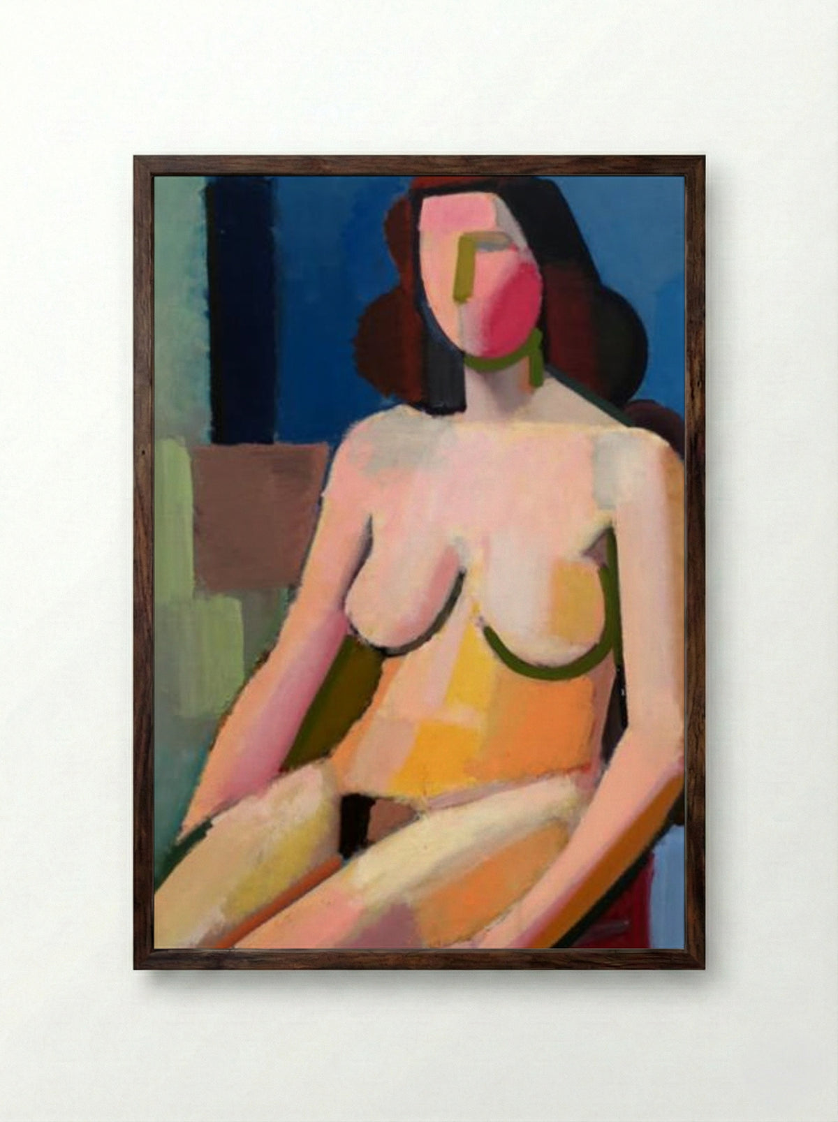 Seated Female Nude - Vilhelm Lundstrøm - Framed Print Dark Wood