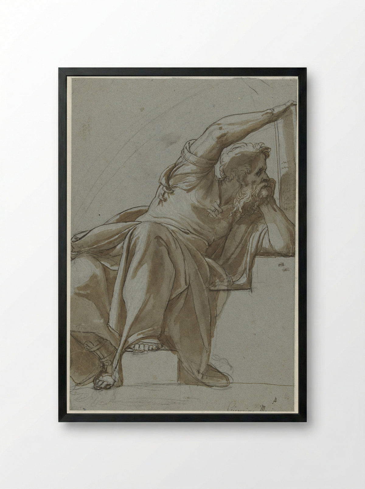 Seated Figure (Prophet?) - Girolamo Muziano - Framed Print Black