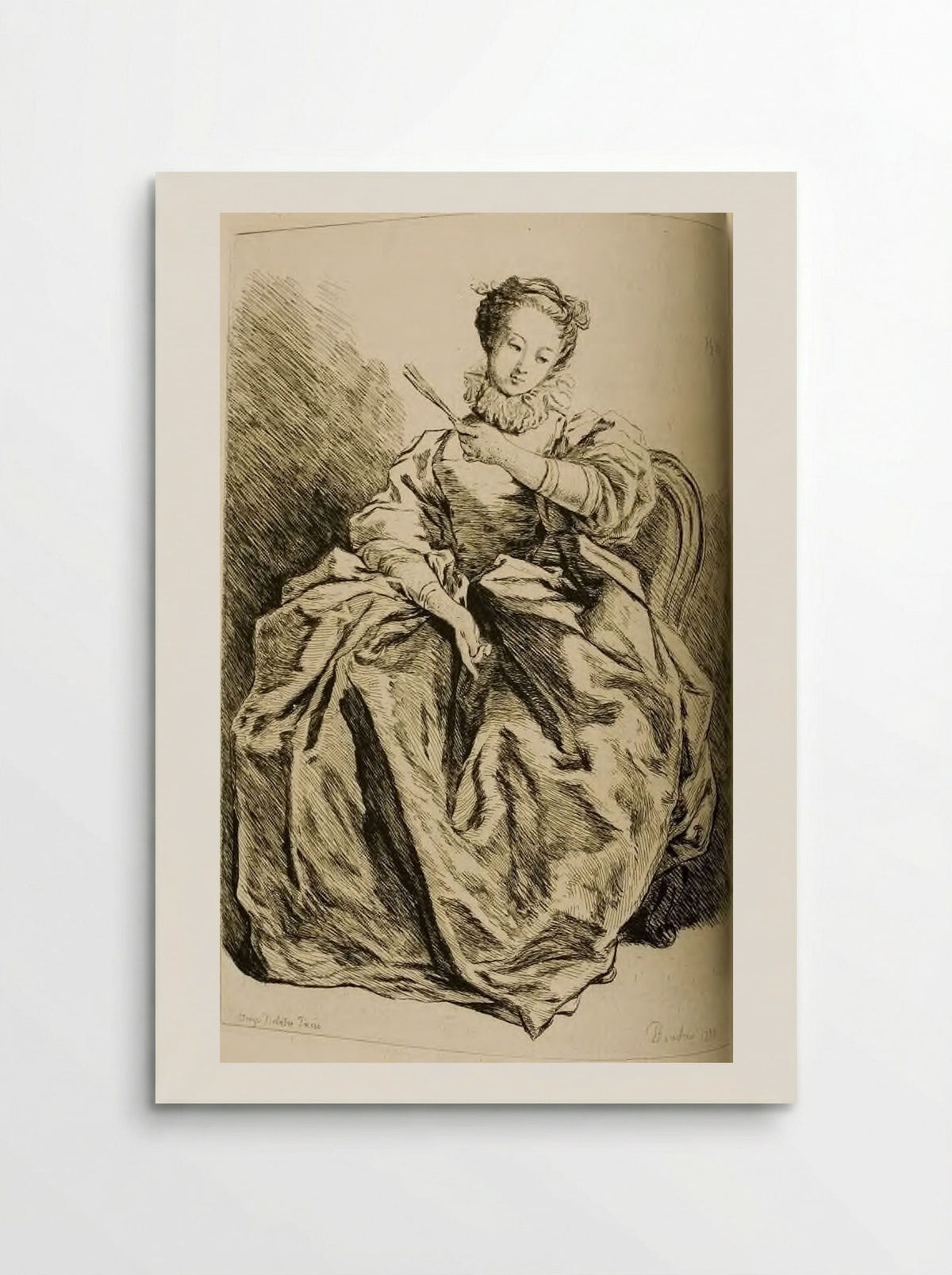 Seated Lady Holding a Fan - Jules de Goncourt - Poster