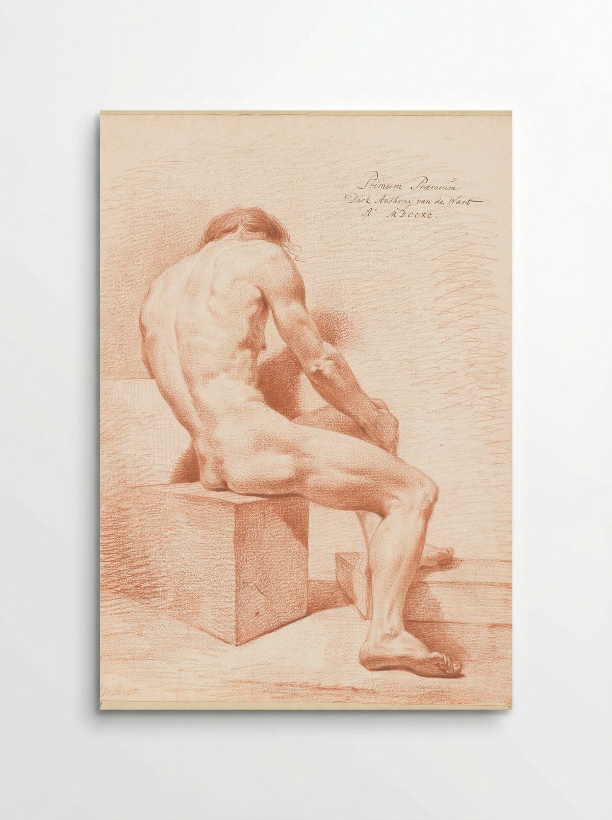 Seated Male Nude, Seen from the Back (1st Prize 1790) - Derk Anthony van de Wart - Poster