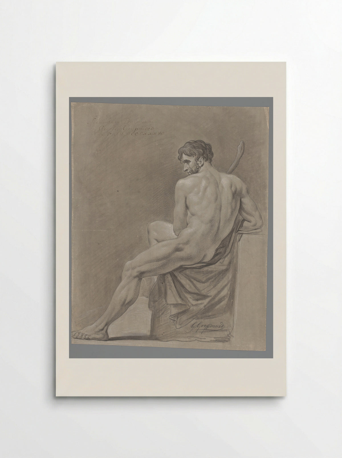 Seated Male Nude, Seen from the Back (2nd Prize 1786) - Geerlig Grijpmoed - Poster