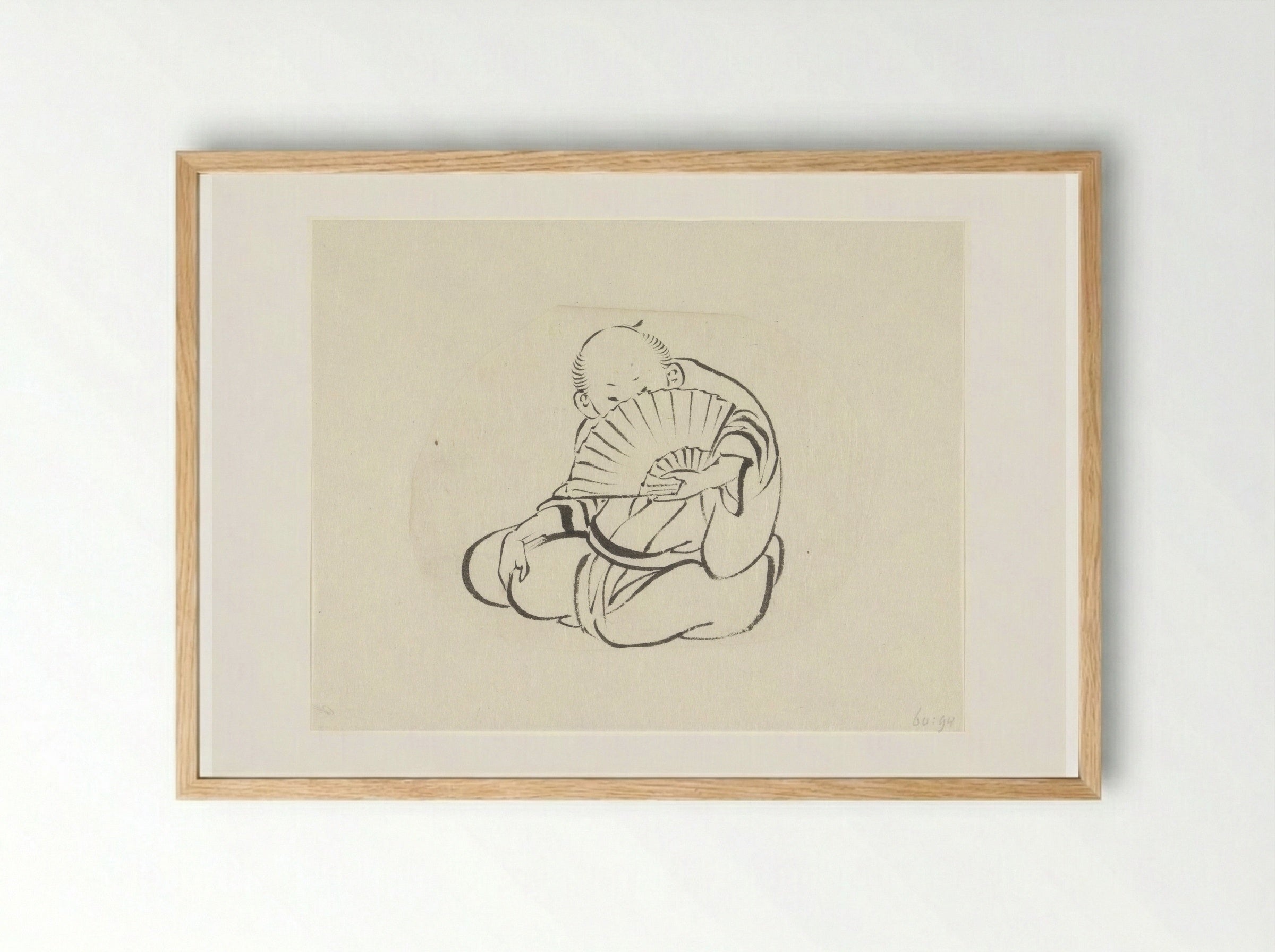 Seated Man with a Fan - Totoya Hokkei - Framed Print Wood