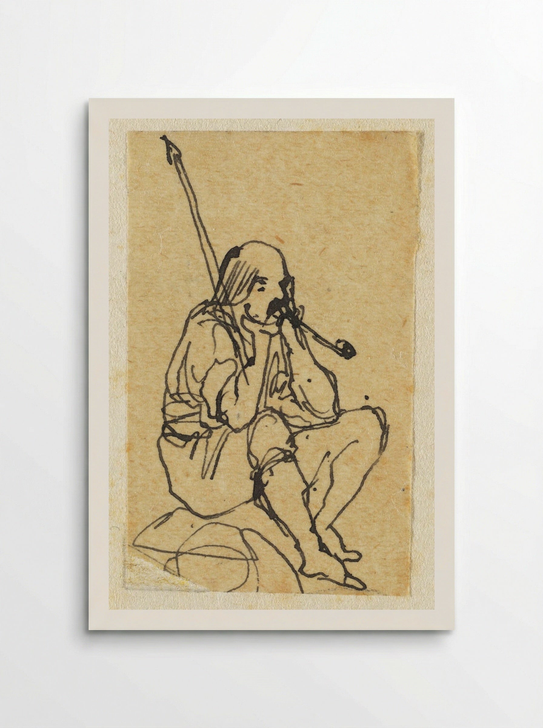 Seated Man with a Stick, Smoking a Pipe - Rodolphe Bresdin - Poster