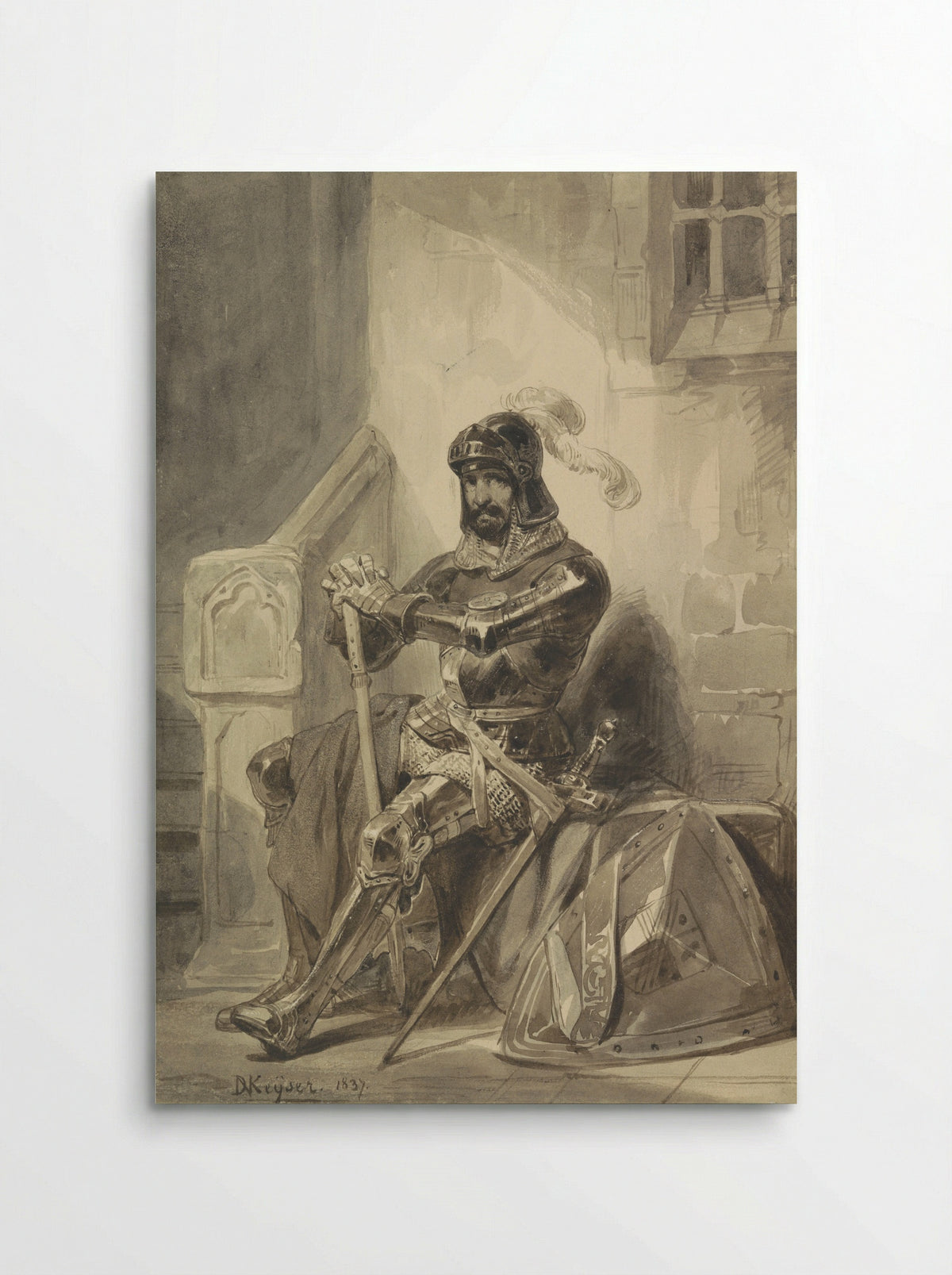 Seated Medieval Knight in Armour - Nicaise De Keyser - Poster